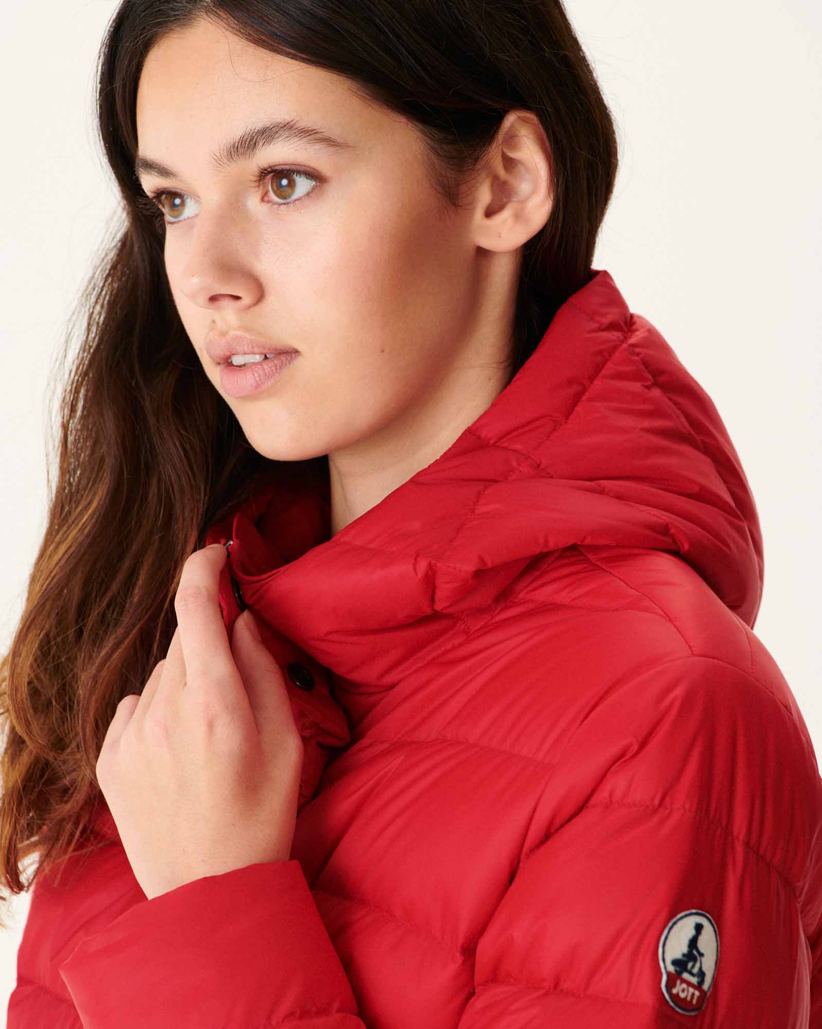 Doudoune droite à capuche Rouge Jane