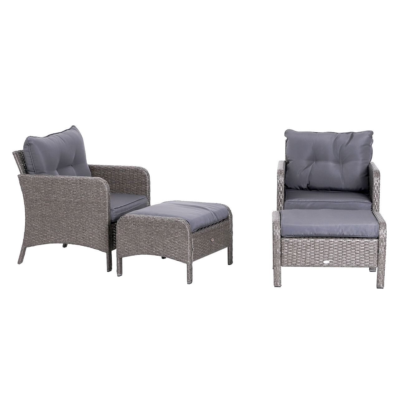 Outsunny 5-tlg. Polyrattan Gartenmöbel Sitzgruppe Gartenset Sofagarnitur mit Kissen Dunkelgrau