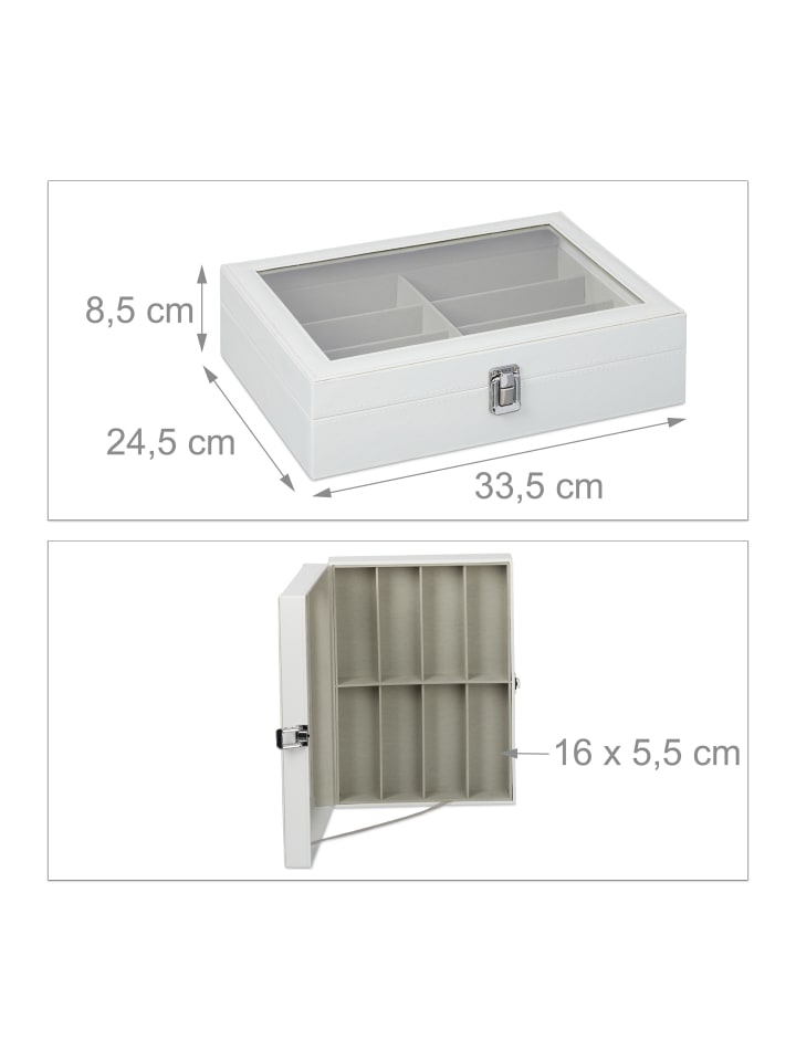 relaxdays Brillenbox in Weiß - (B)33,5 x (H)8,5 x (T)24,5 cm günstig kaufen onesize