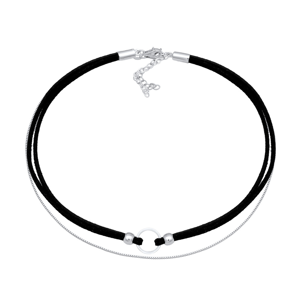 Elli Elli Collier Femmes choker cercle vénitien set en daim en argent sterling 925 collier