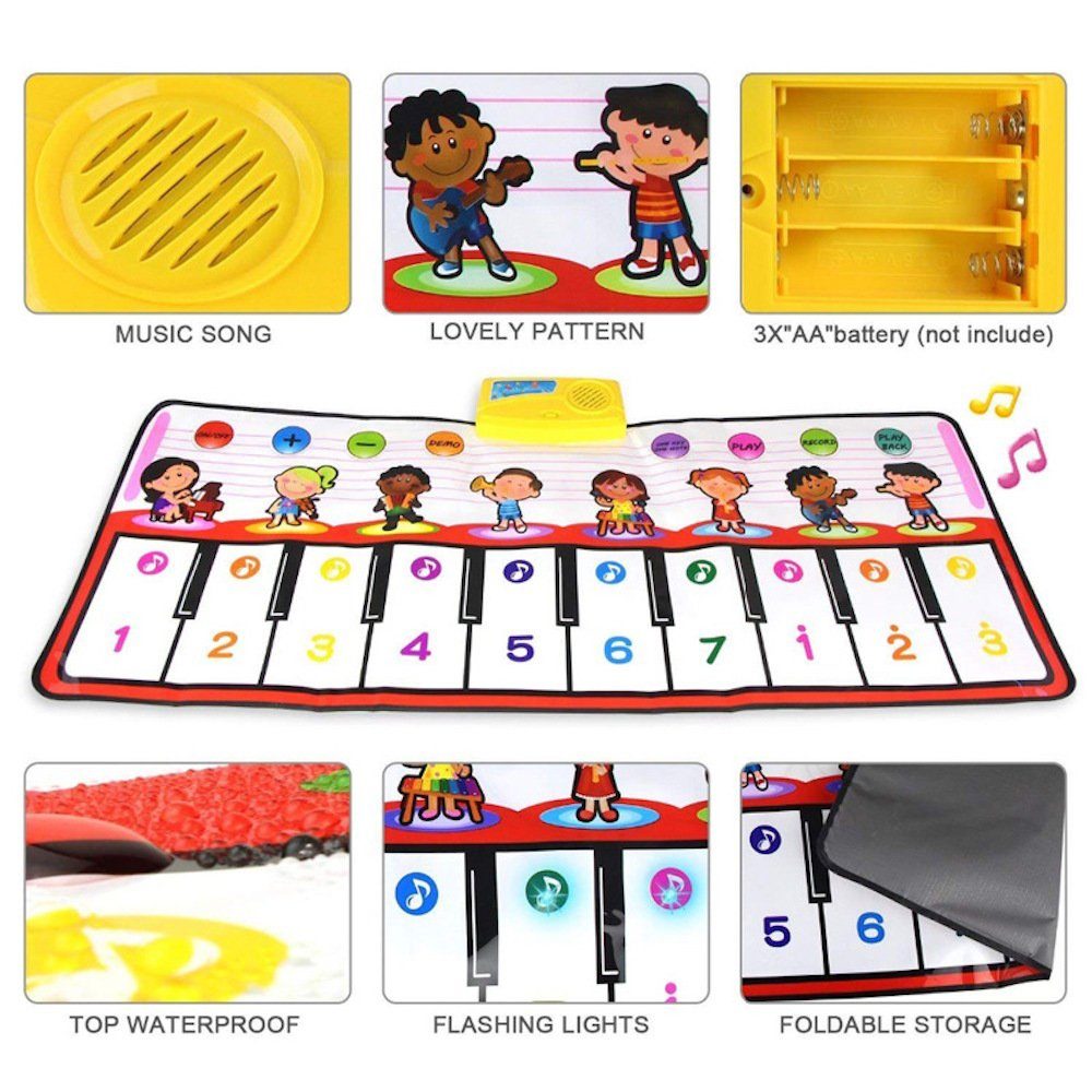 vokarala Musikinstrumentenpedal Spielmatte Kinder Klaviermatte Tanzmatte Musikmatte mit 8 Instrument
