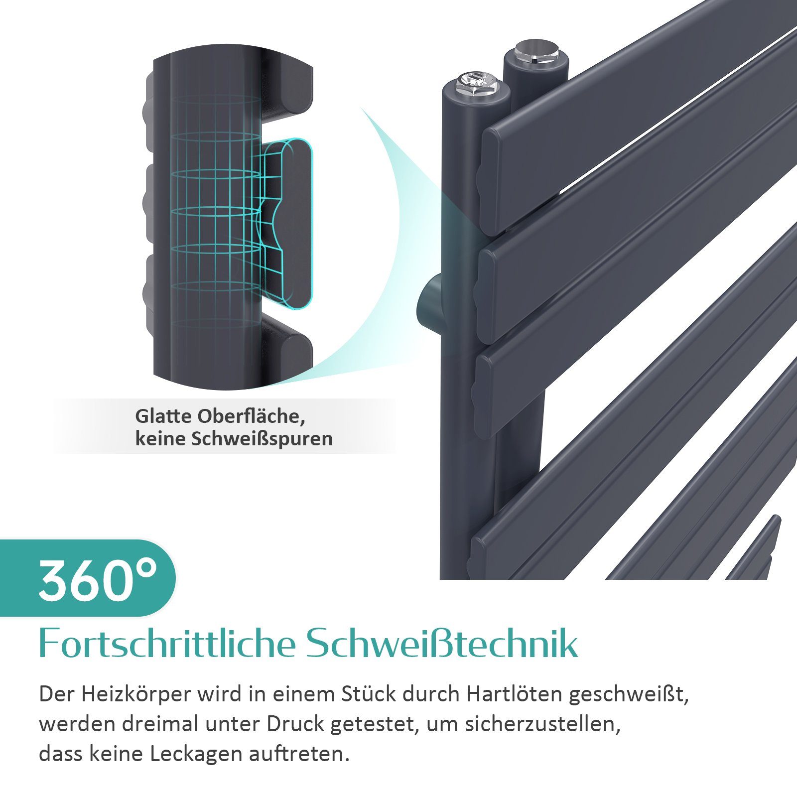EMKE Badheizkörper Badheizkörper Flach Badheizkörper Paneelheizkörper Handtuchtrockner, Vertikal Einlagig Seitenanschluss Anthrazit