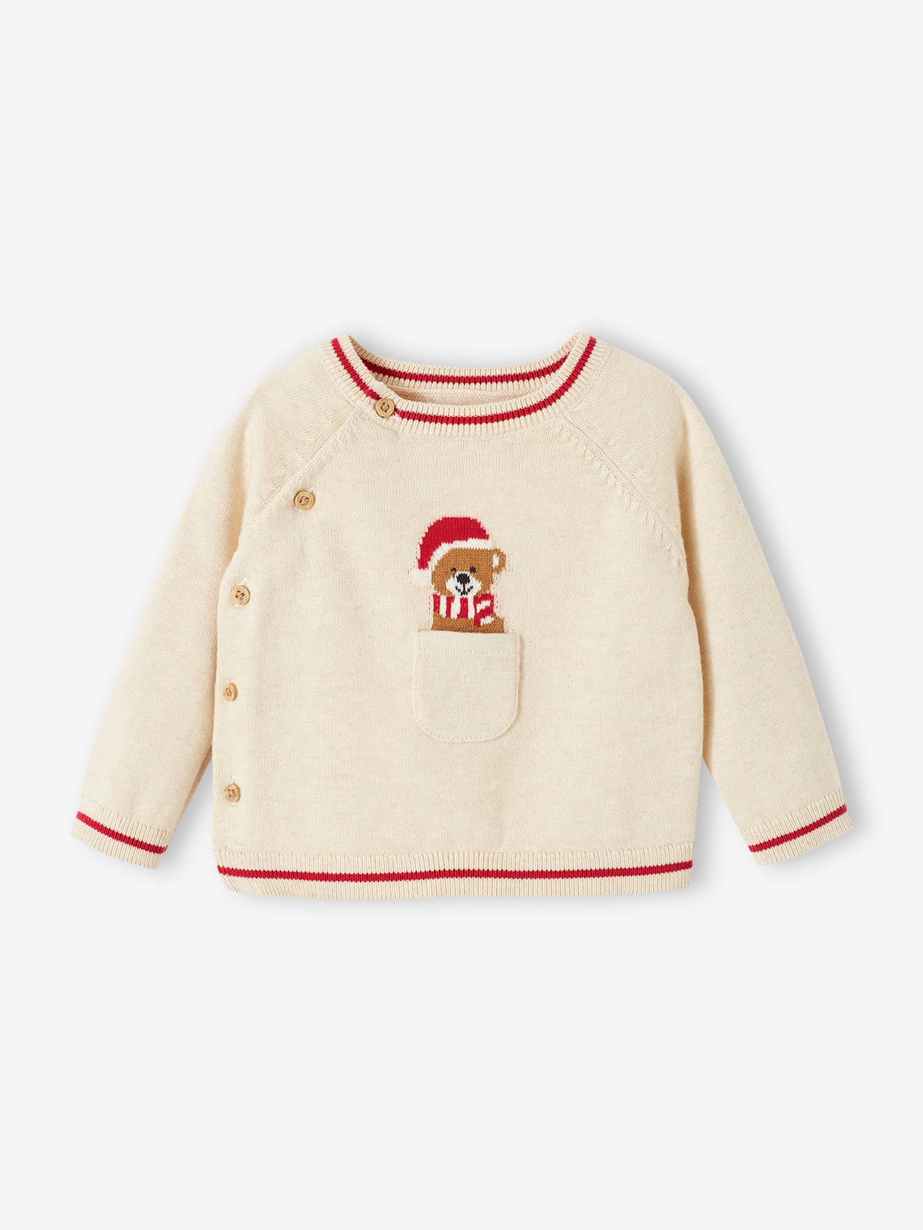 Vertbaudet Baby Weihnachts-Set: Pullover & Hose Oeko-Tex - beige meliert