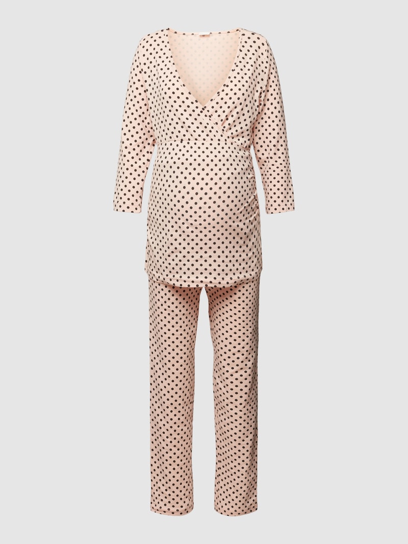 Umstands-Pyjama mit 3/4-Arm und Stillfunktion in beige