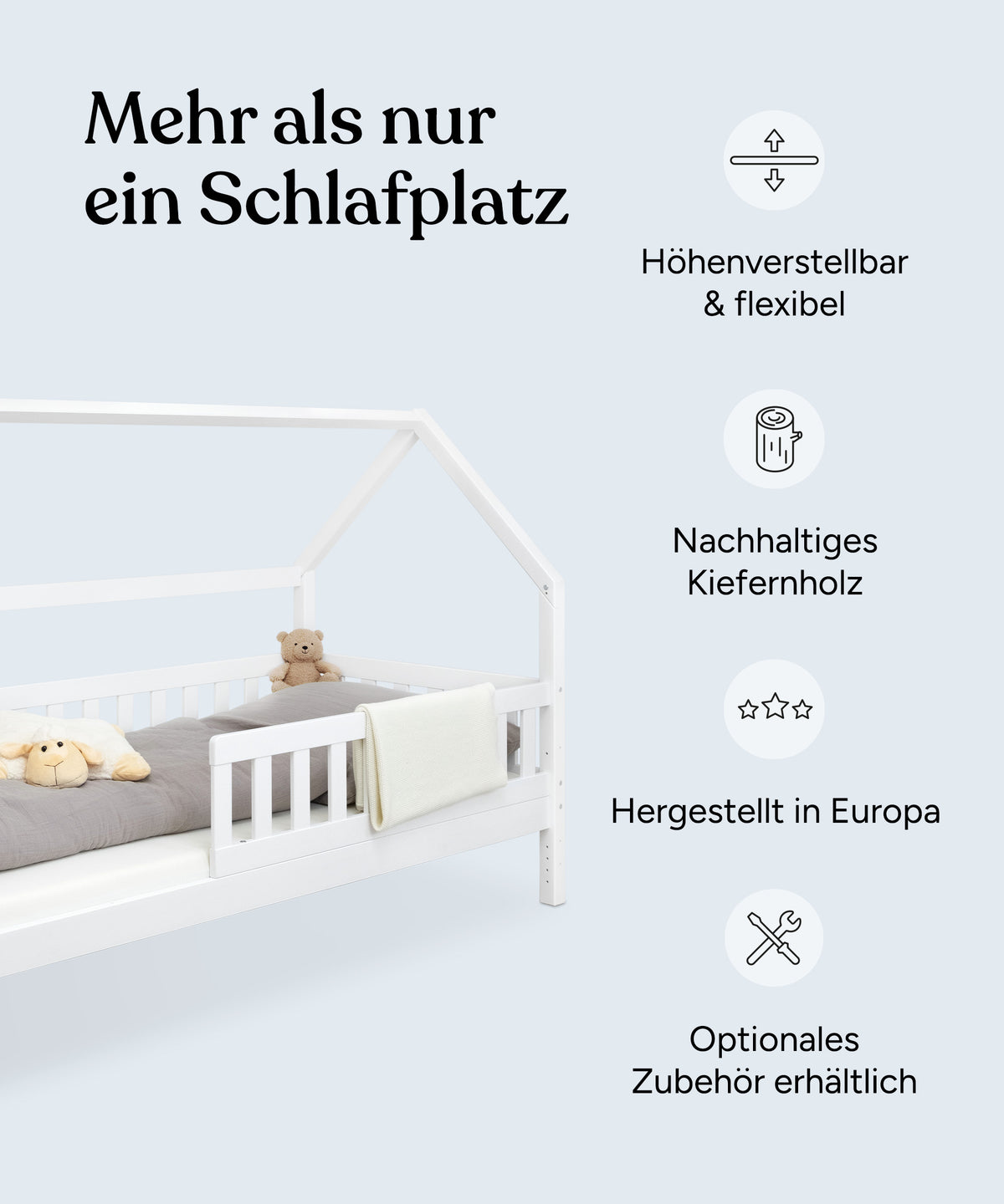Hausbett Kiefer Weiß