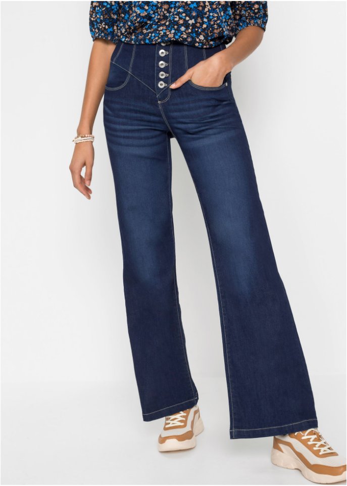 Schlagjeans Highwaist mit recyceltem Polyester