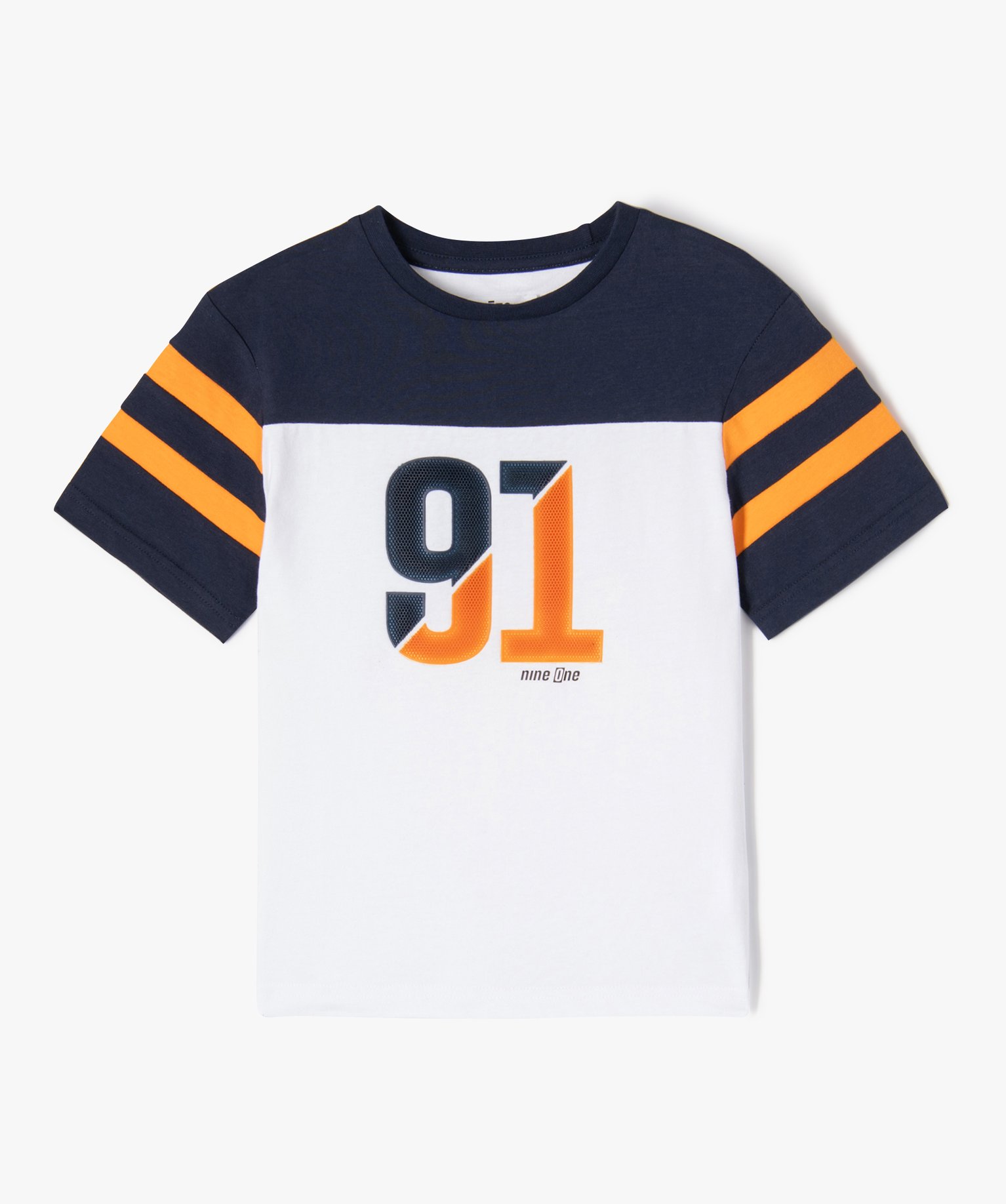 Tee-shirt à manches courtes avec motif en relief Garçon blanc | GEMO