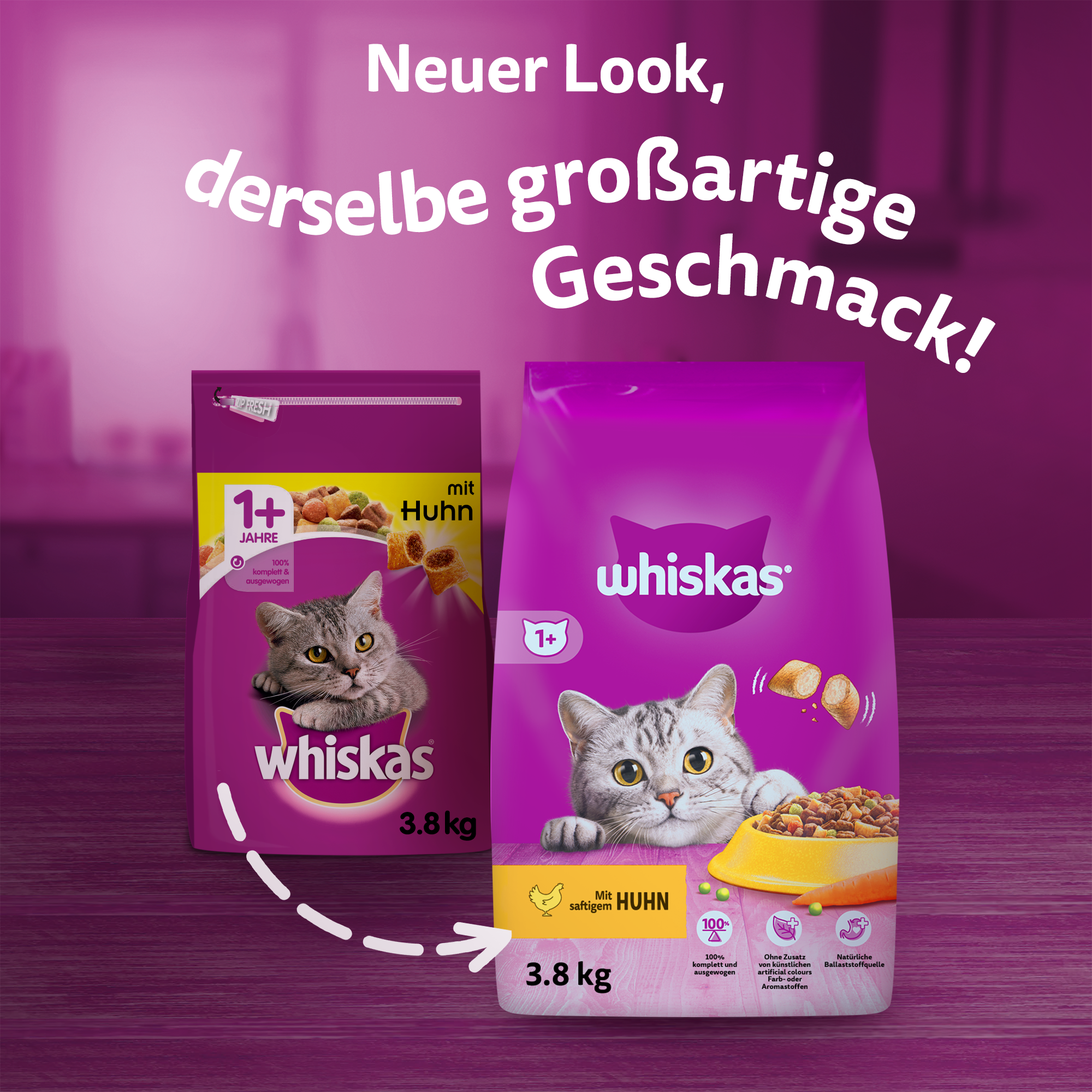 Whiskas Trockenfutter Whiskas 1+ Adult Huhn 3,8 kg