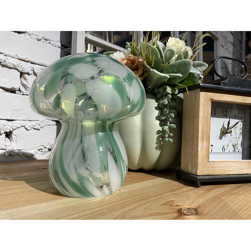 Home Glasslampe 13x15 cm LED sopp hvit