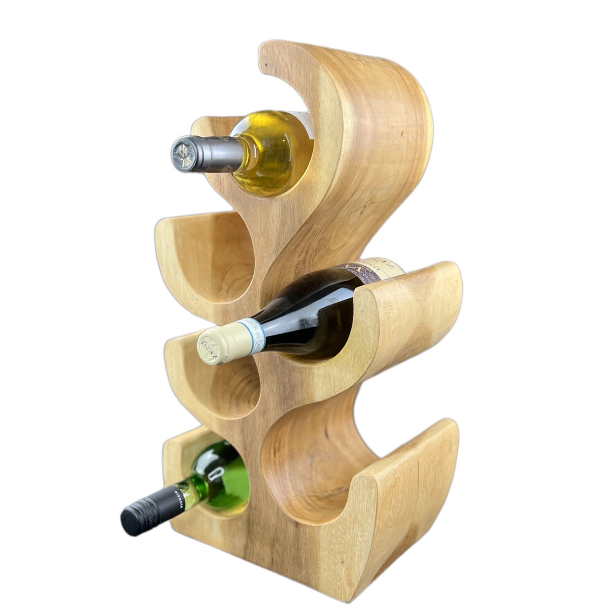 FaHome Weinregal Massiv Holz: Handgefertigter, Edler & Hochwertiger Weinhalter, (50/70/100x27x18) Natur