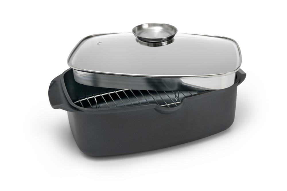 Bräter 6 l mit Gitter schwarz matt