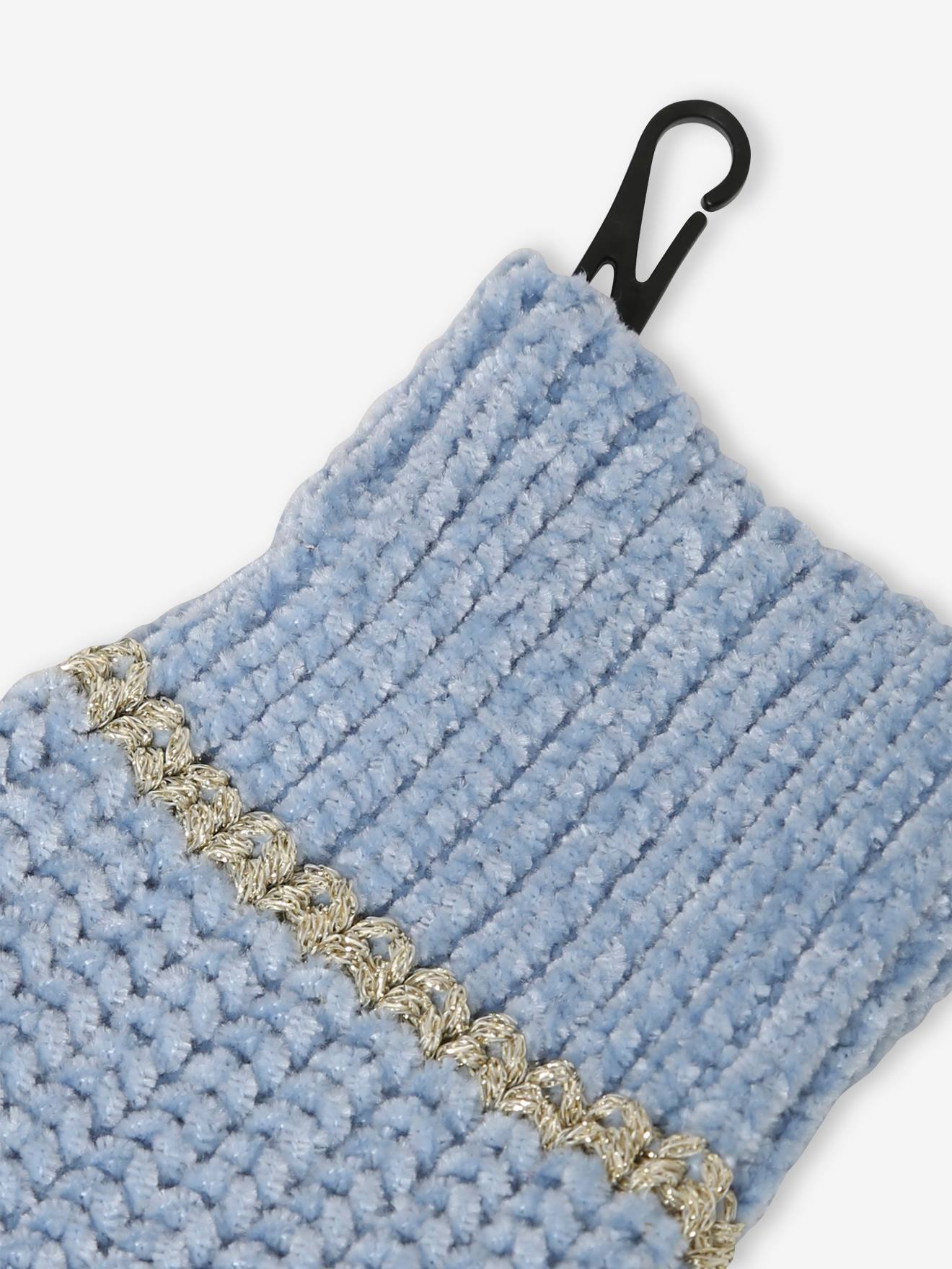 Ensemble bonnet + snood + gants maille chenille fille bleu clair