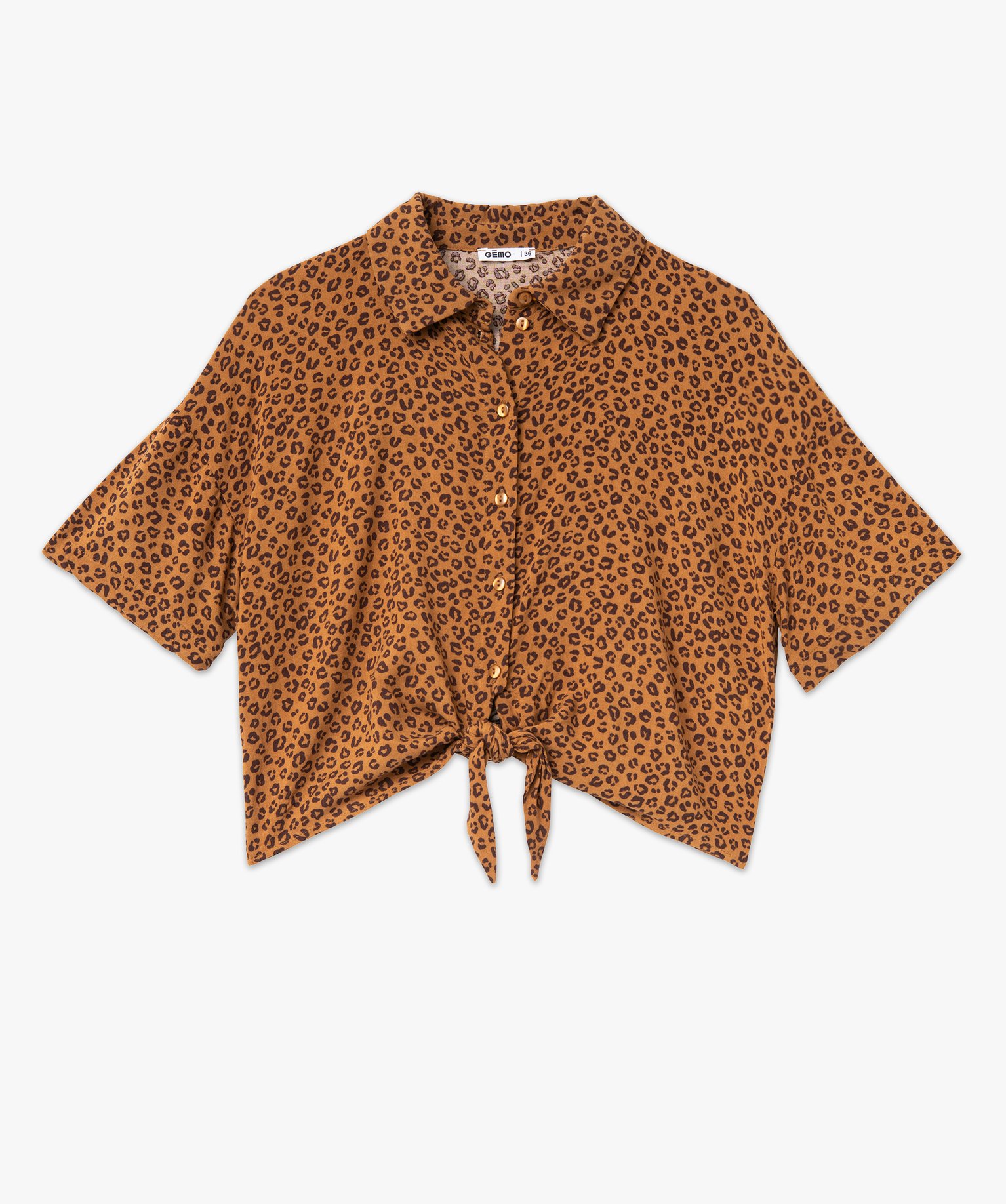 Chemise courte imprimée nouée dans le bas femme imprime | GEMO