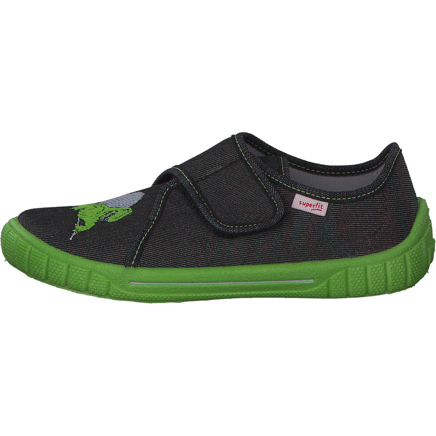 Superfit BILL 00278, Hausschuhe, Kinder, Schwarz/Grün (Dino)