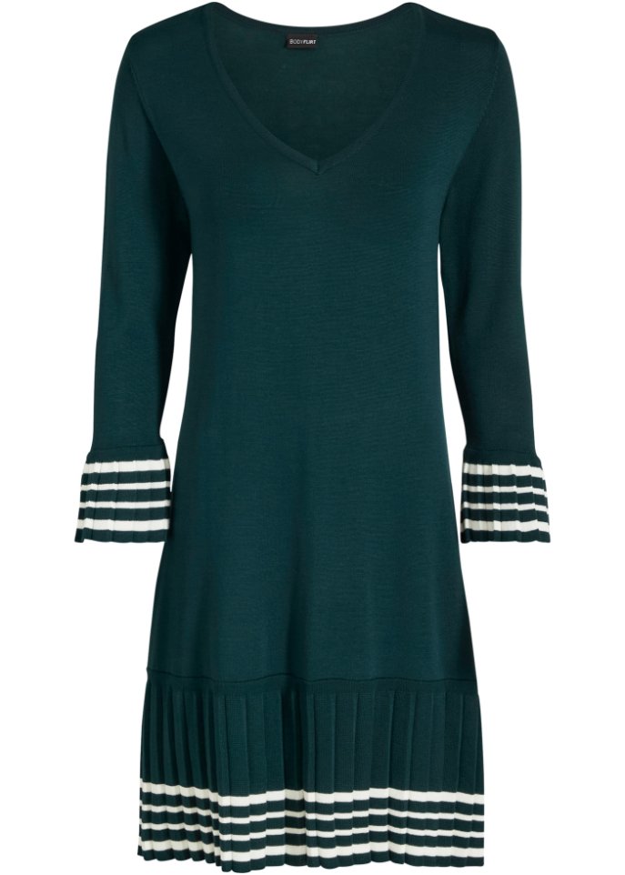 Strickkleid mit plissiertem Rock