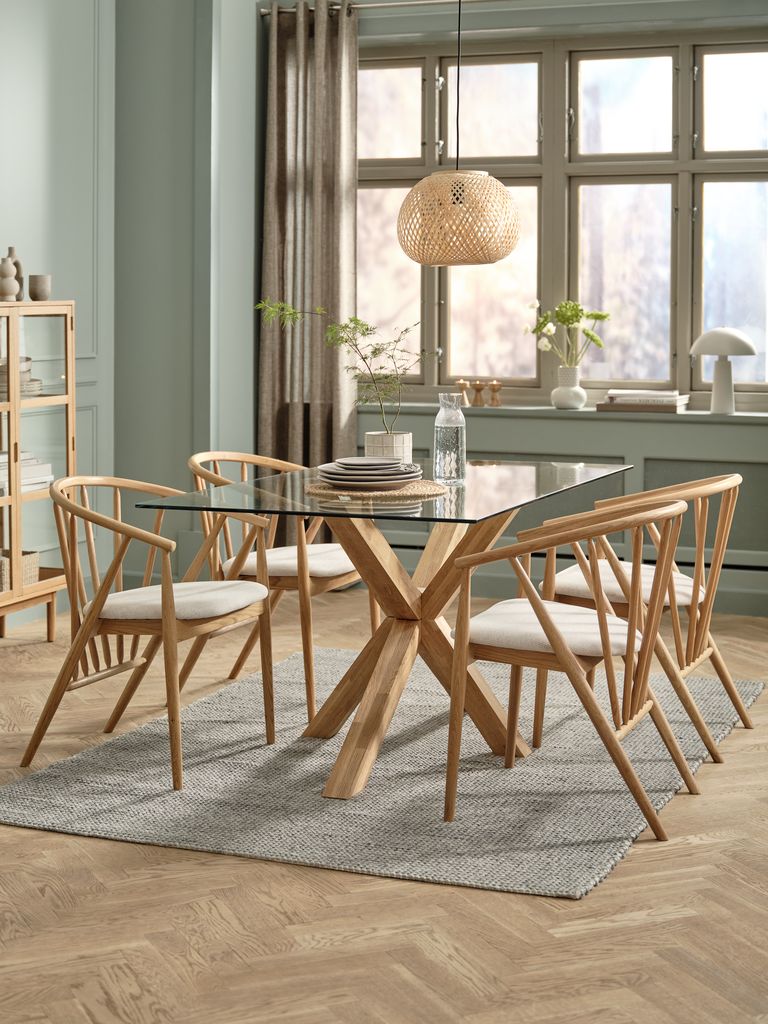 Mesa de Jantar AGERBY AGERBY 90x160 Vidro/Carvalho
