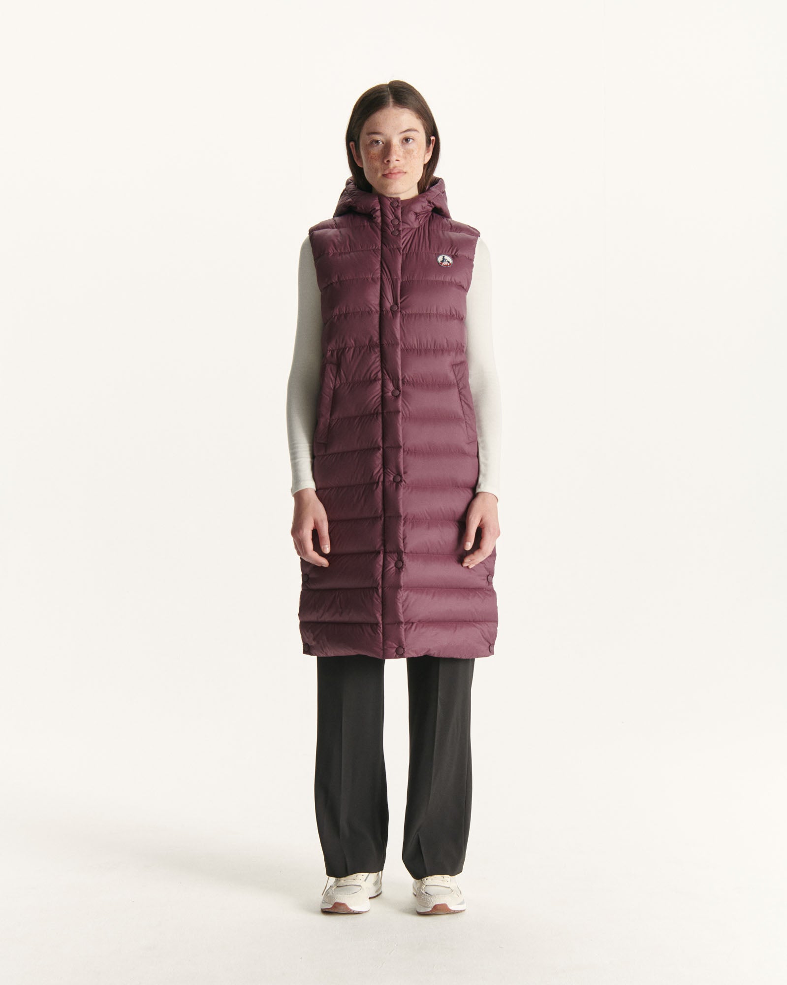 Doudoune longue droite à capuche Aubergine Lola