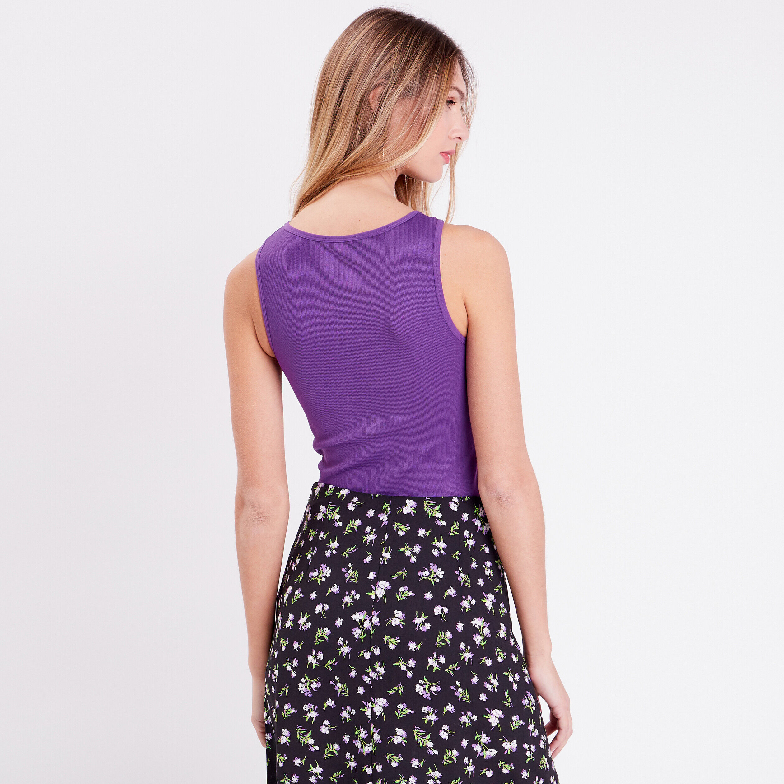 Débardeur avec ouverture violet femme | Cache Cache