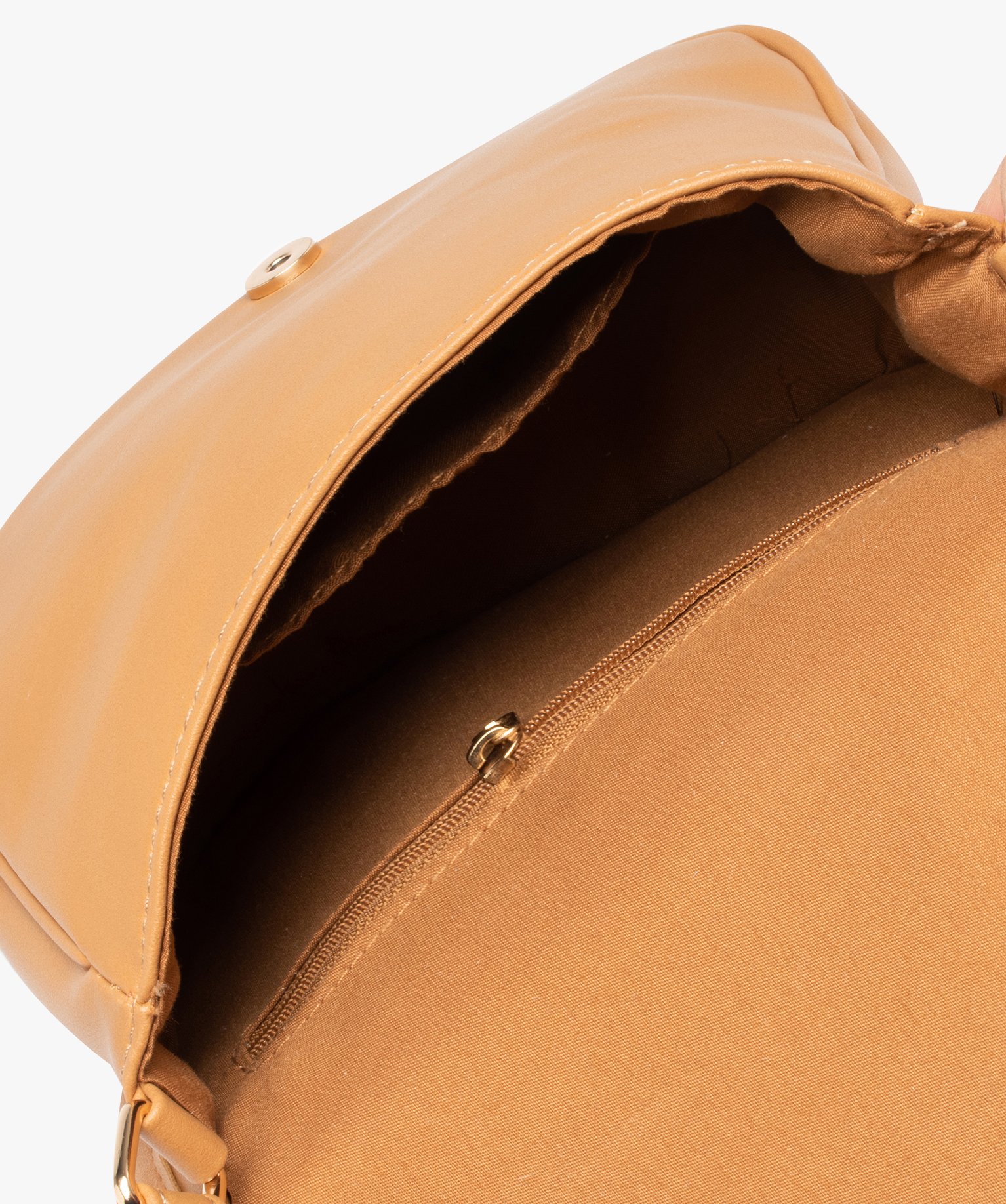 Sac besace rond à rabat tissé marron | GEMO