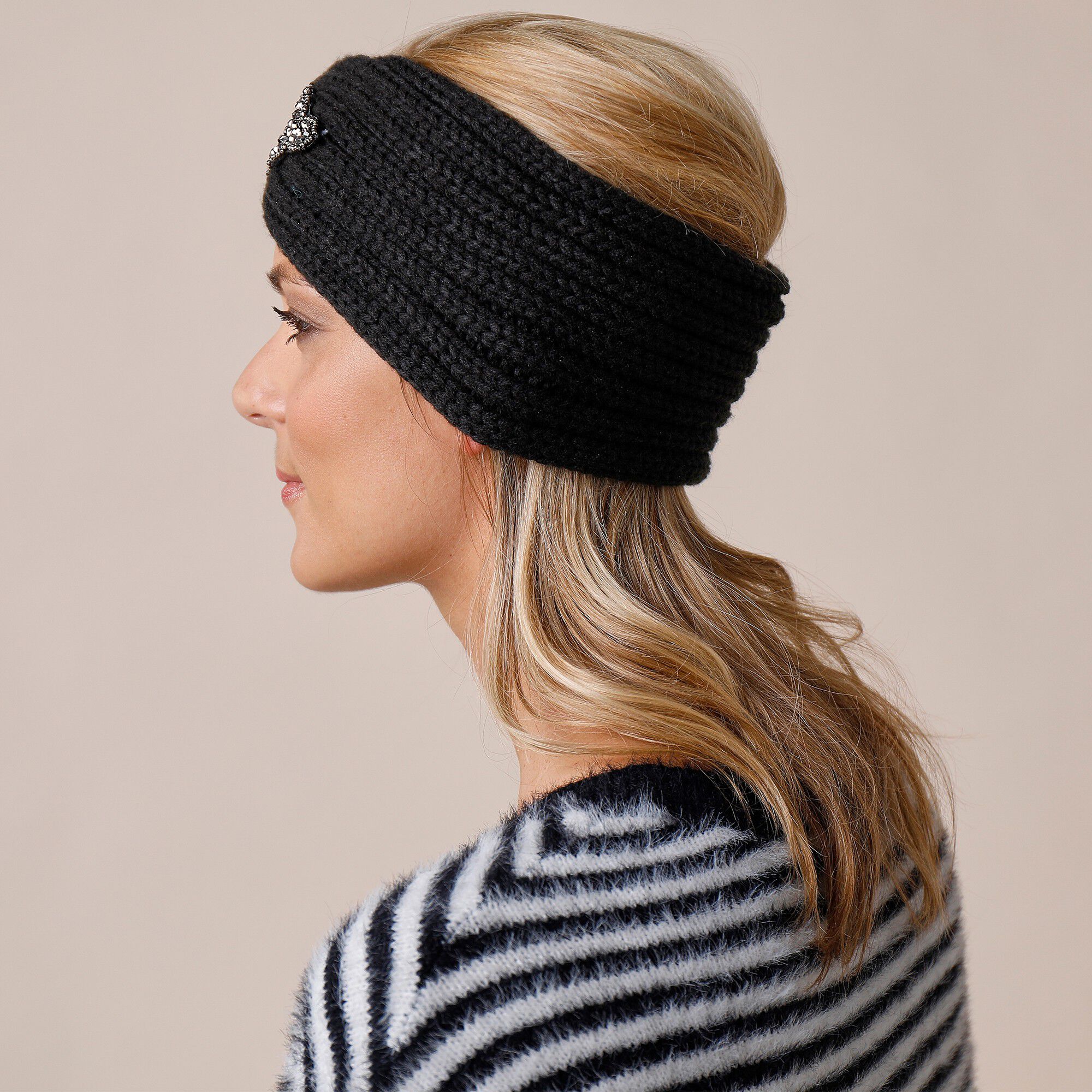 Headband en maille avec bijou