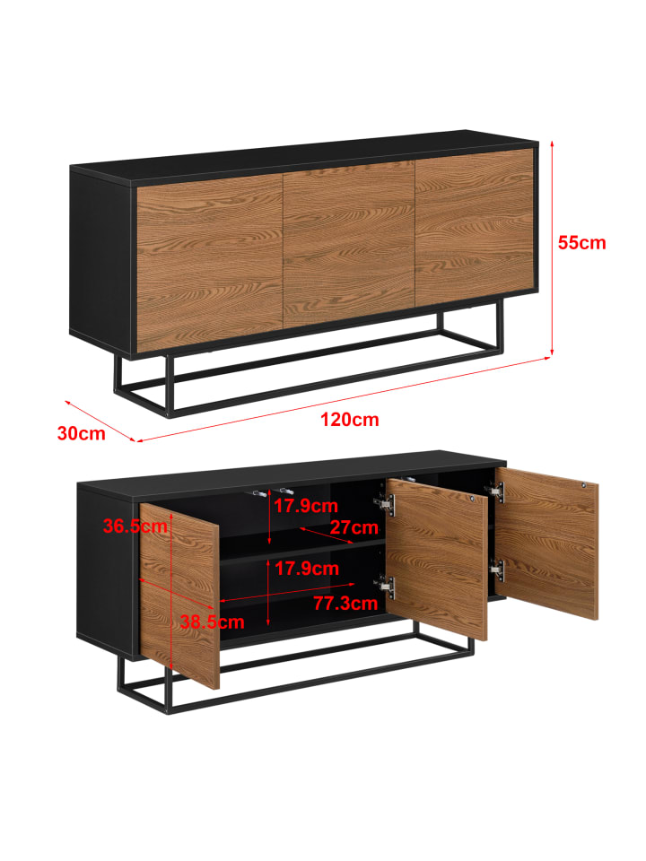 en.casa Sideboard Boxholm in Braun (H)55cm (B)120cm (T)30cm günstig kaufen onesize