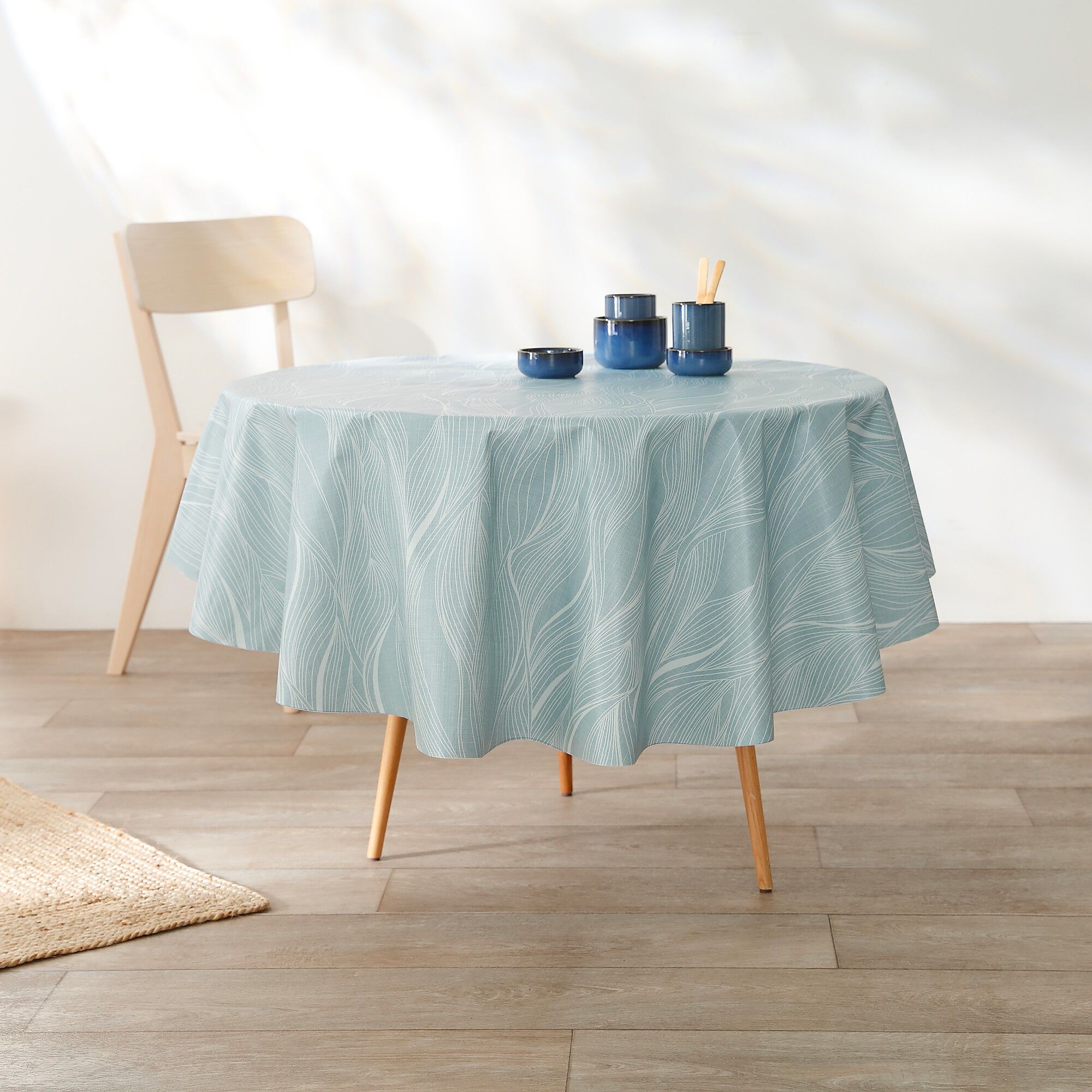 Nappe toile cirée imprimée vagues