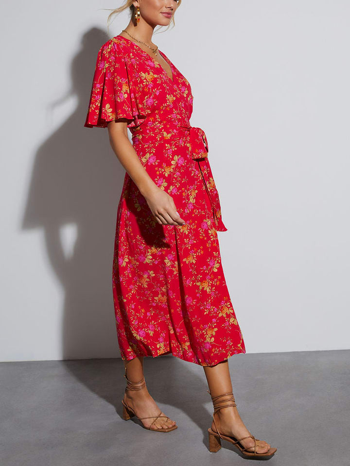 Milan Kiss Kleid in Rot/ Beige günstig kaufen