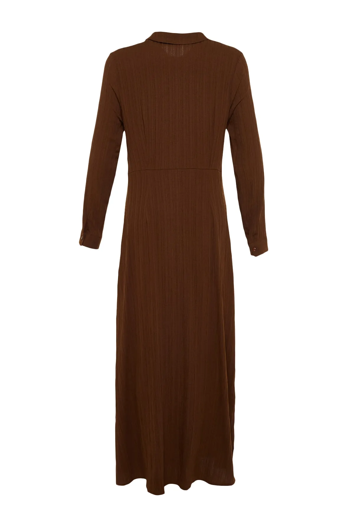 Trendyol Modest  Braunes gewebtes Kleid mit Knoten vorne und Reißverschlussdetail TCTSS23EB00137