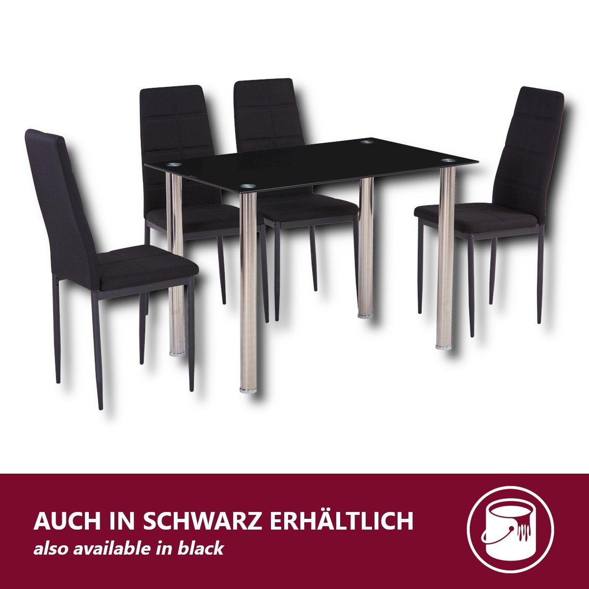 HOOZ Essgruppe 5-teiliges Esstisch-Set Küchentisch mit 4 Stühlen Esszimmergruppe