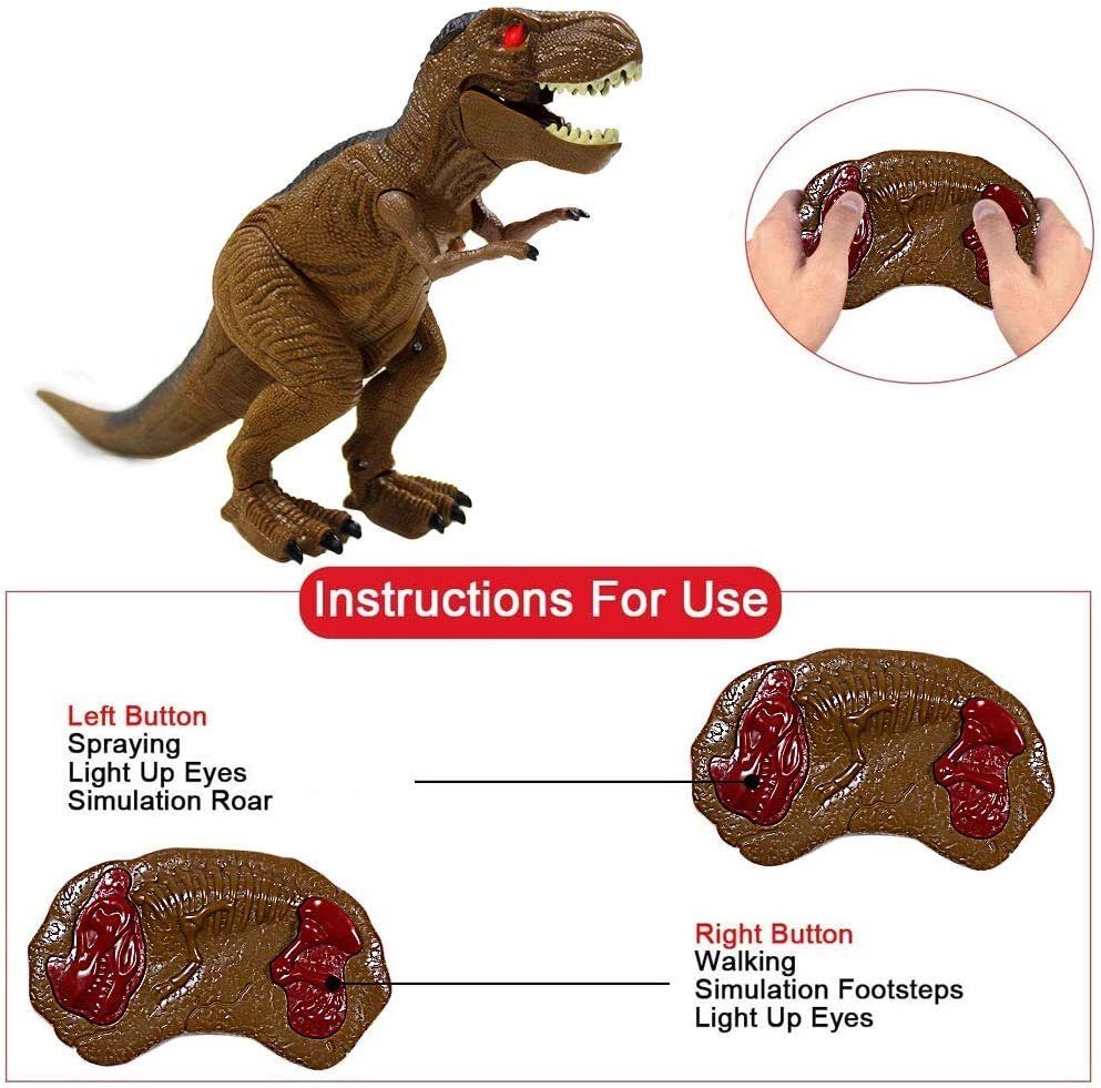 Esun Spielfigur Ferngesteuerter Dinosaurier Spielzeug ab 4 5 6 8 jahre jungen mit LED, (Packung, Komplettset), Dino Roboter Kinder Spielzeug mit Gehen und roar