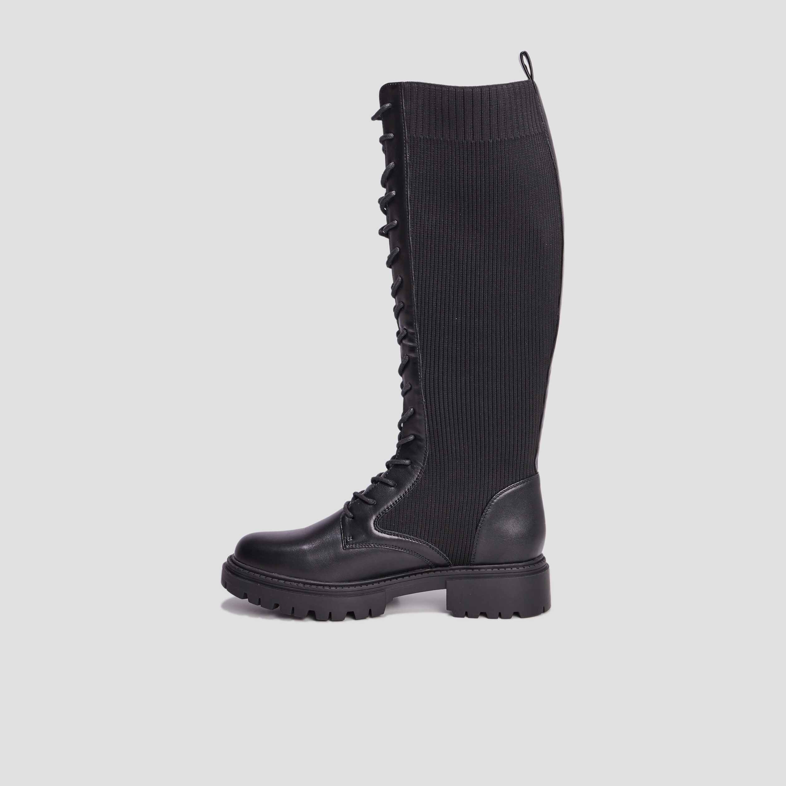 Bottes à lacets façon chaussette noir femme | La Halle