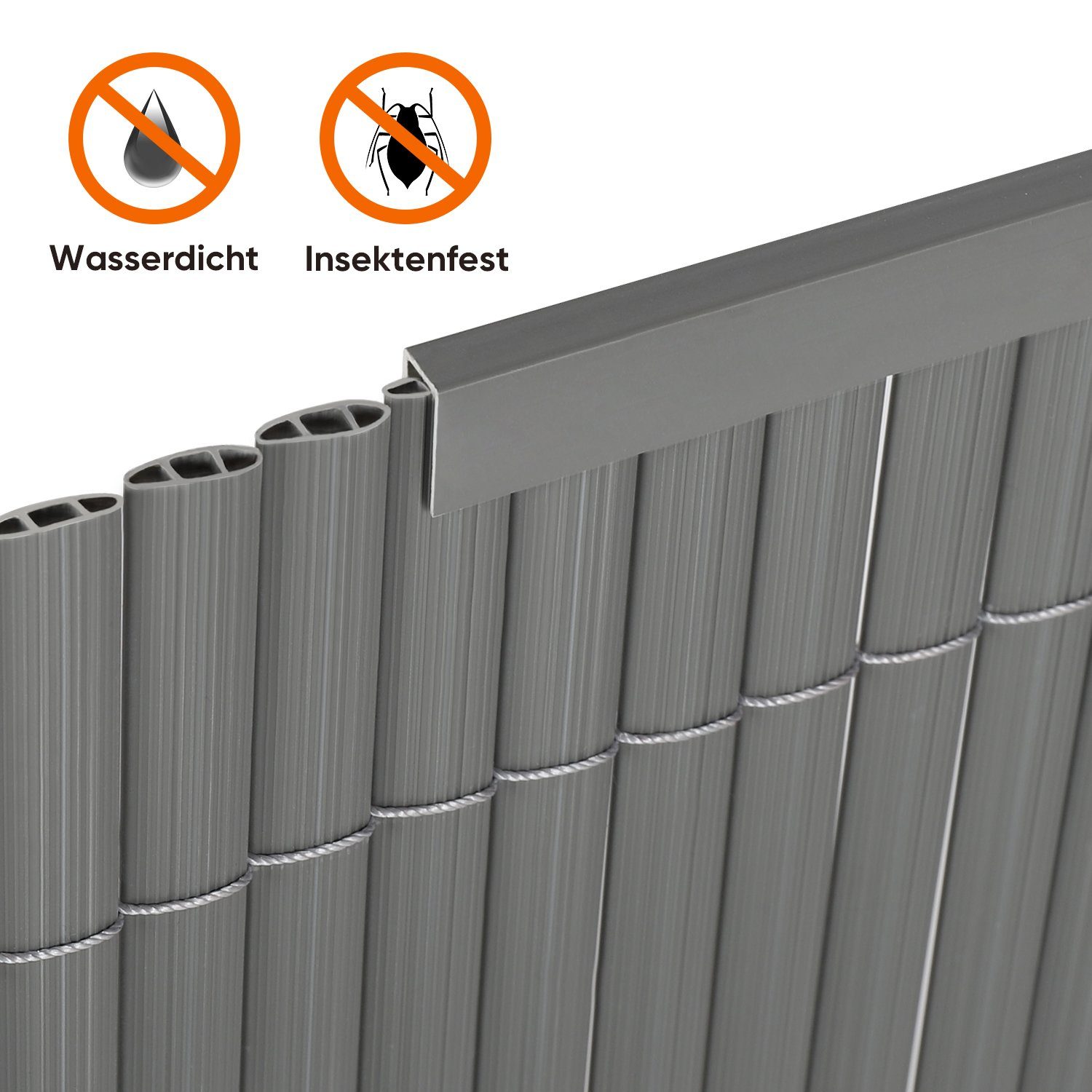 Sekey Balkonsichtschutz PVC Abschlussleiste Abdeckprofil für Sichtschutzmatten, 5 x 1 m Länge Sichere Befestigung und Kantenverstärkung der PVC Sichtschutzmatte