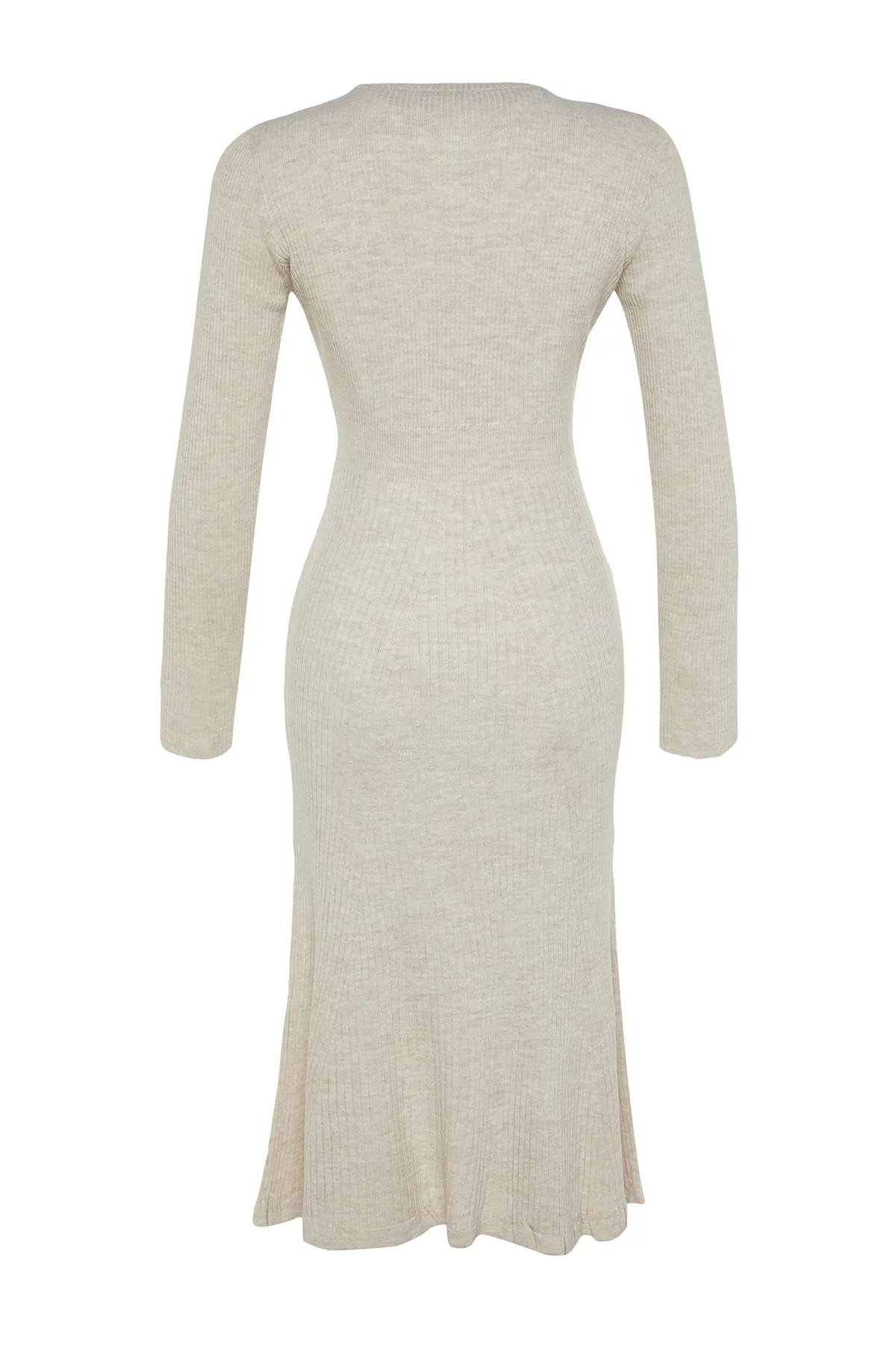 Trendyol Collection  Steinfarbenes Midi-Strickkleid mit Rundhalsausschnitt TWOAW21EL0422
