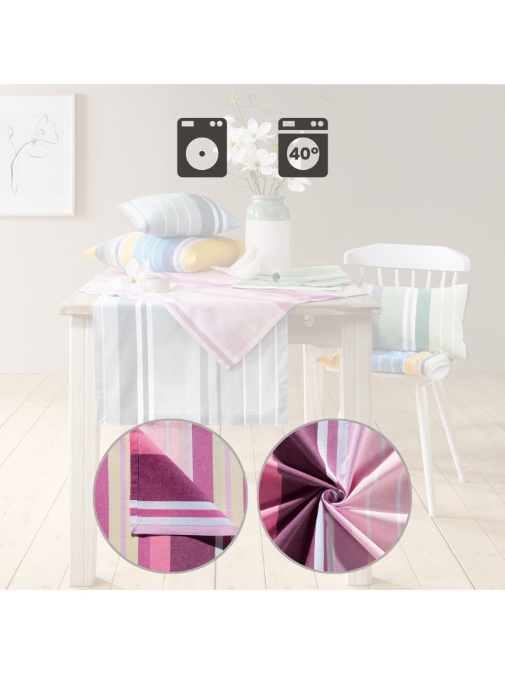 REDBEST buntgewebt, Baumwolle Tischläufer in pink günstig kaufen