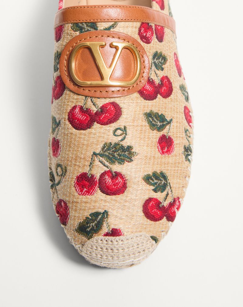 VLogo Signature Mule i Raffia Jacquard med Kirsebærmotiv 25 mm