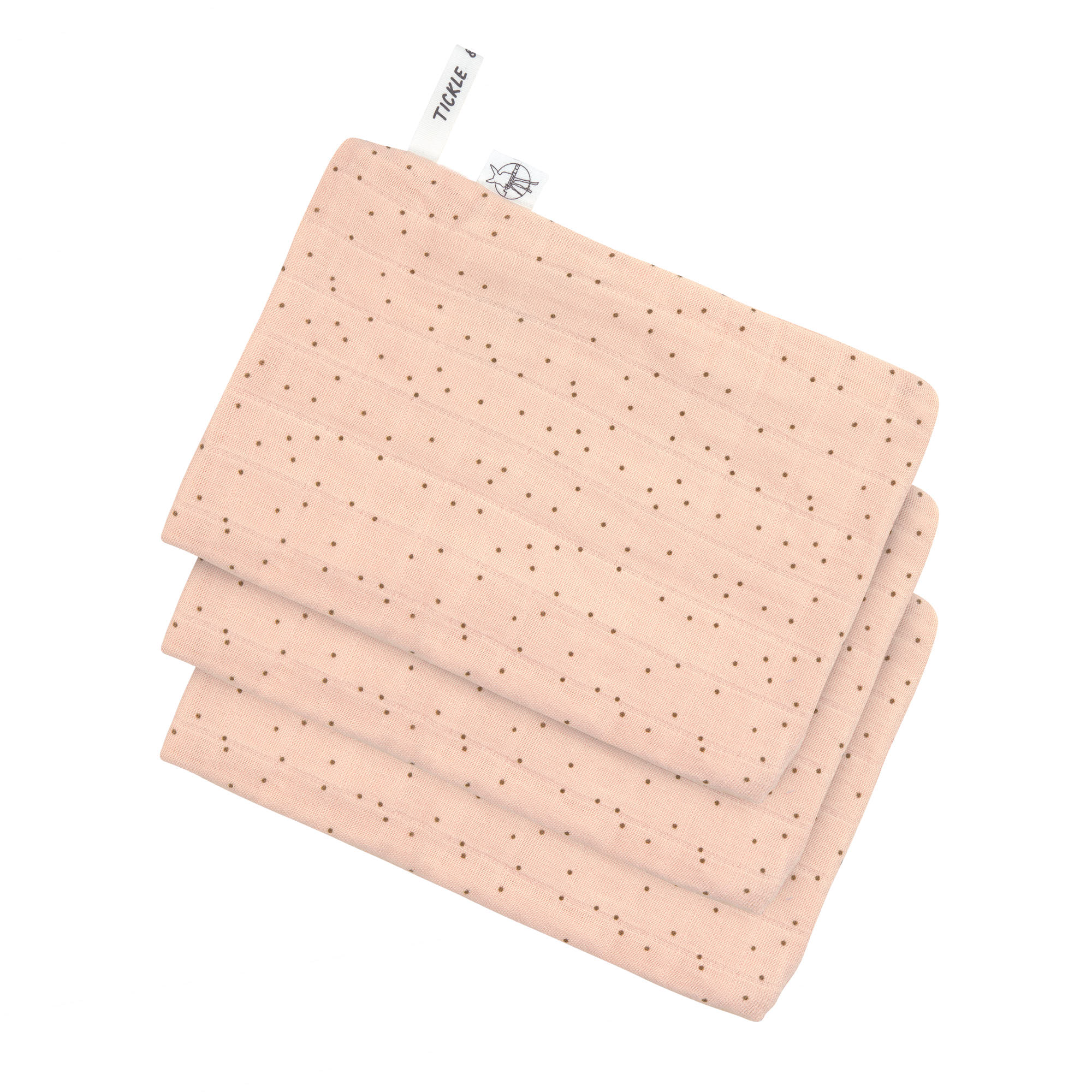 Mull Waschlappen Baby 3er Set - Punkte, Rosa