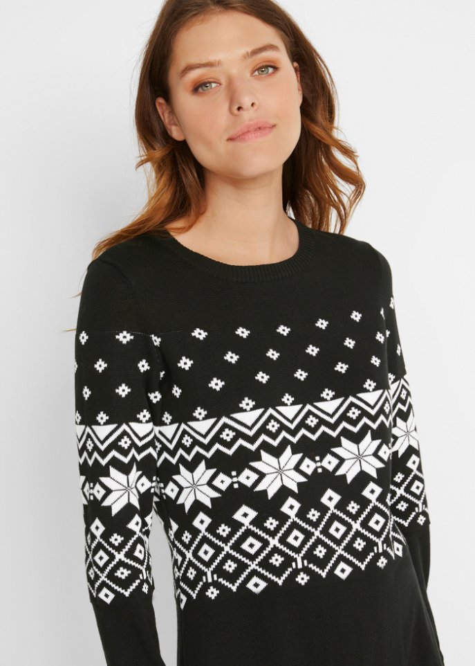 Ausgestelltes Strickkleid mit Norwegermuster