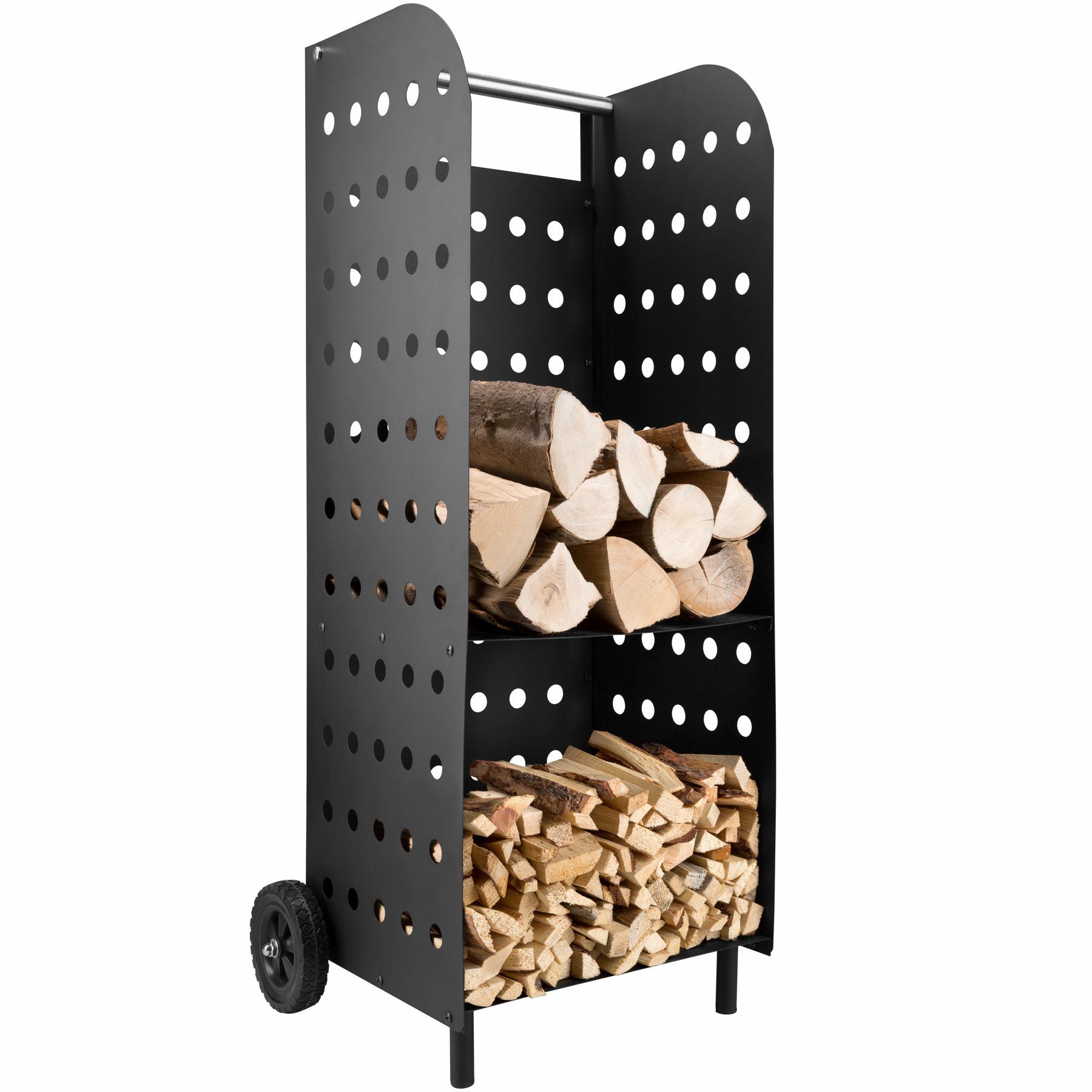 tectake Kaminholzregal Kaminholzwagen extrabreit, BxTxH:45,00x55,00x104,00 cm