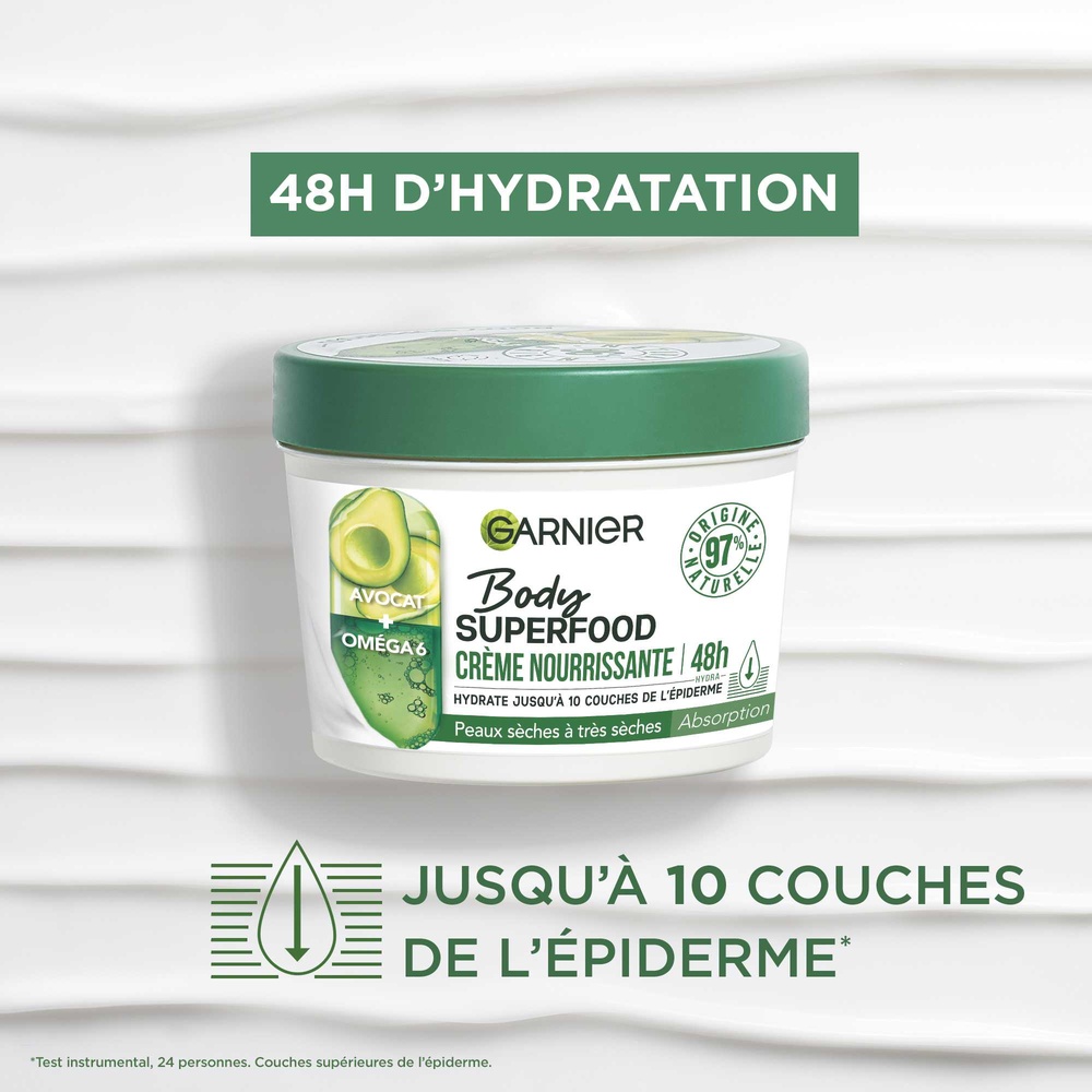 garnier Garnier Body Superfood Crème nourrissante Avocat Oméga 6 380ml Crème corps nourrissante Avocat Oméga 6