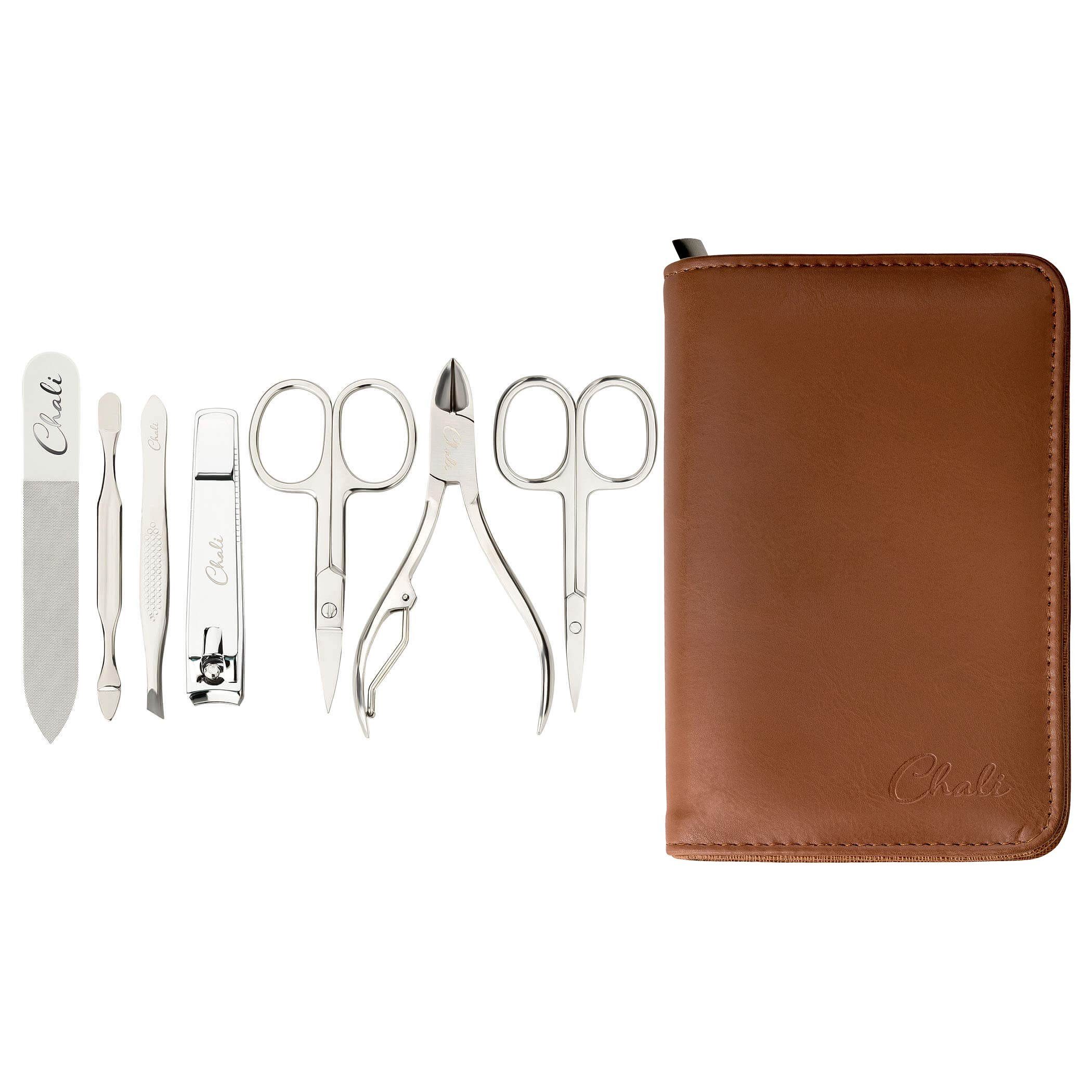 Chali Maniküre-Pediküre-Set Nagel Set 7-tlg. mit Etui - Edelstahl Maniküre / Pediküre Set