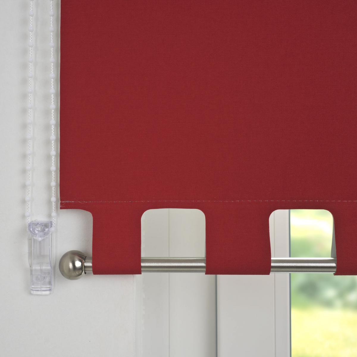 Bella Casa Seitenzugrollo Kettenzugrollo Volantrollo Rollo Eckig Verdunklung 102 x 180 cm rot für Fenster