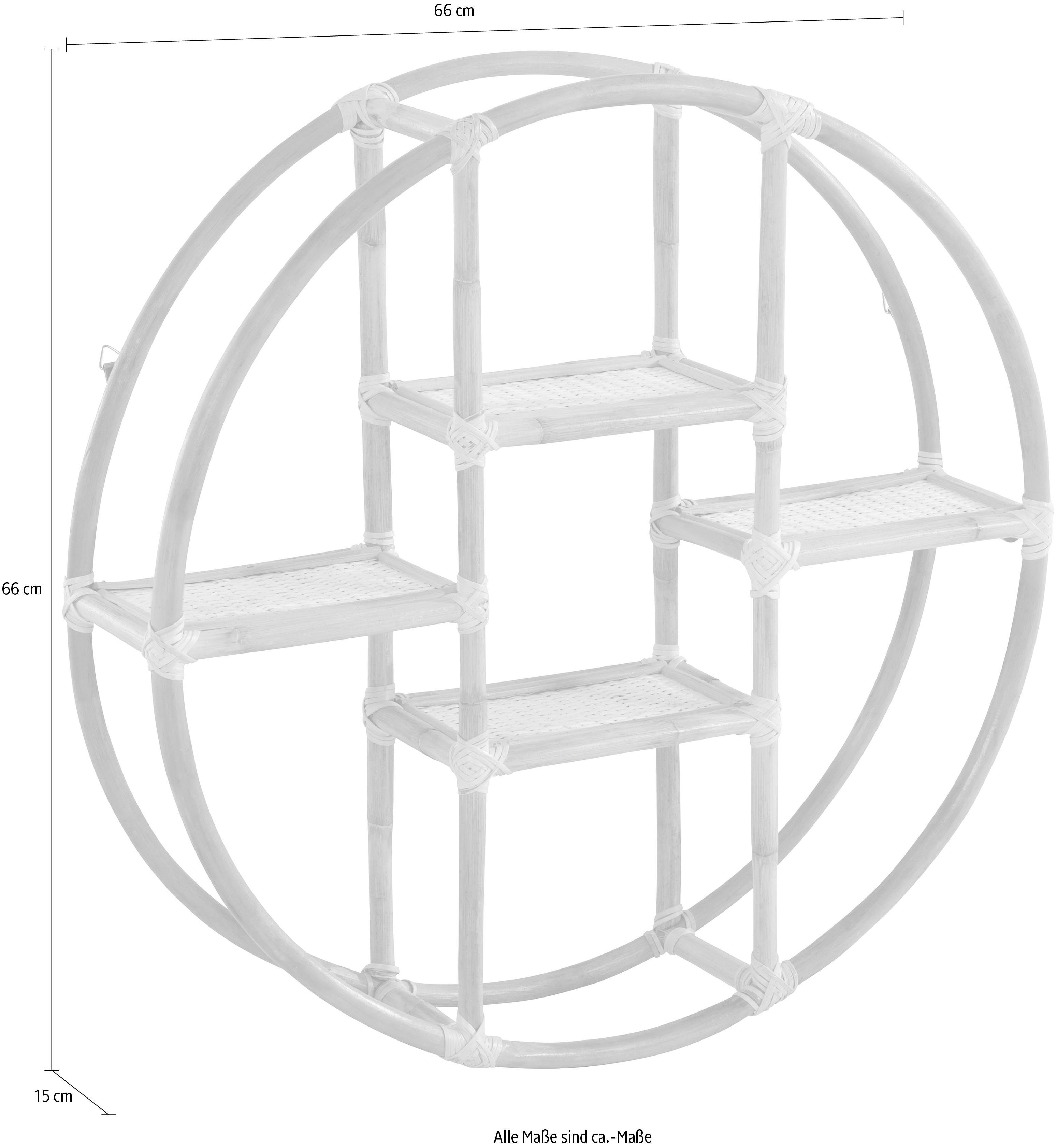 andas Deko-Wandregal Lundtoft, rund, aus Rattan, Ø 66cm