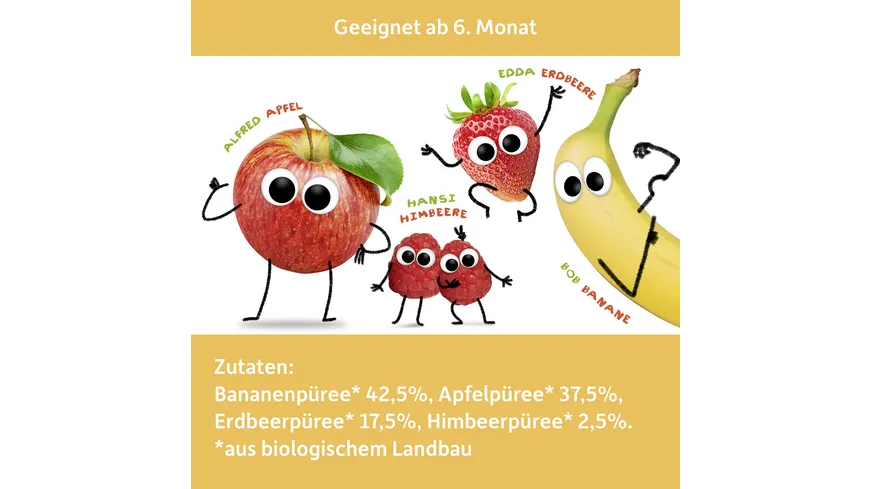 Freche Freunde Fruchtpüree Quetschie Banane, Apfel, Erdbeere & Himbeere 100 g