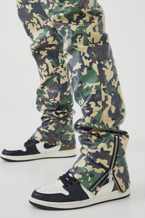 PU Camouflage Cargo-Hose mit geradem Bein