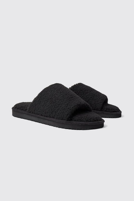 Offene Velour-Hausschuhe