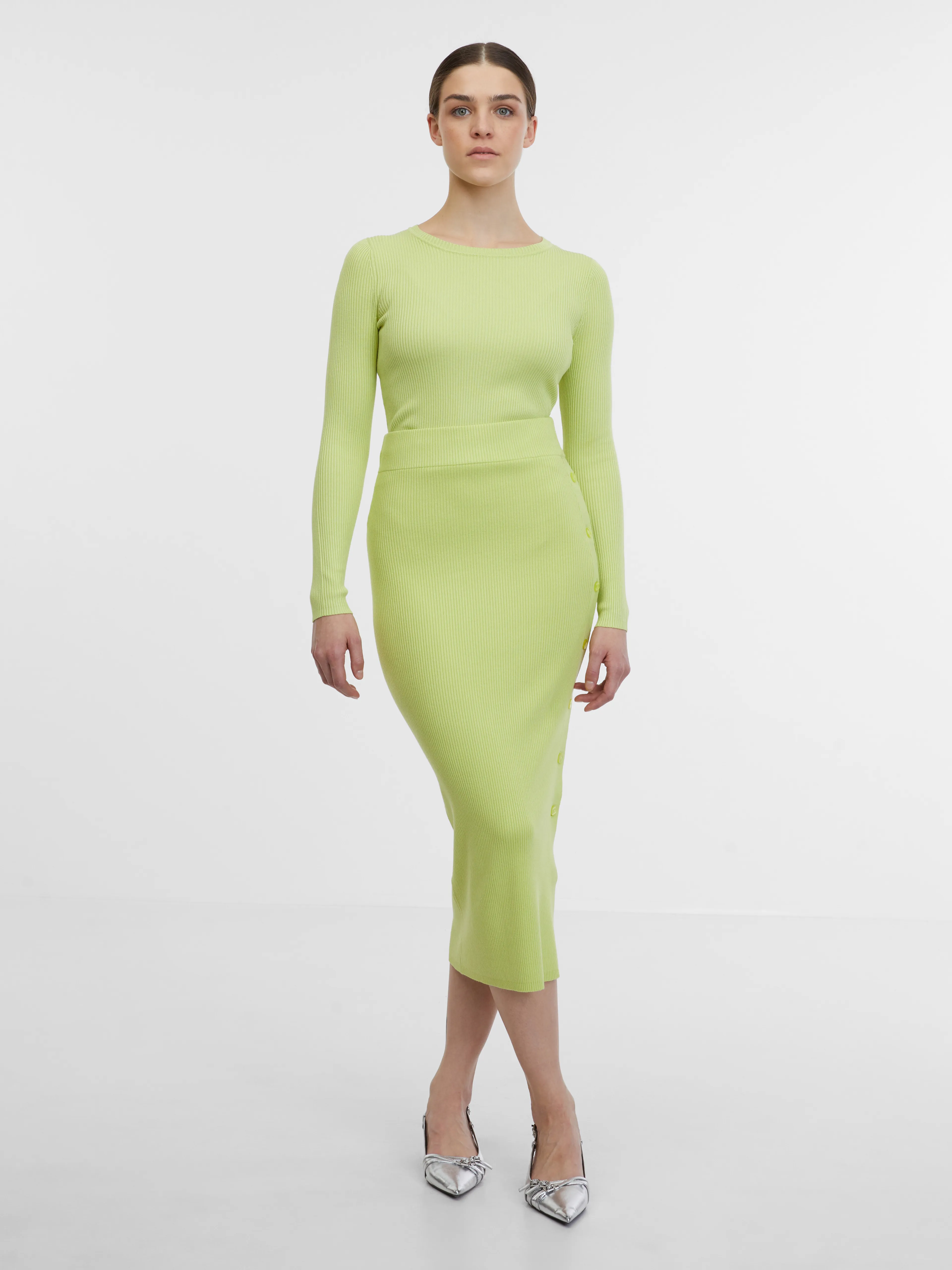 Hellgrüner Damen-Rippenpullover ORSAY