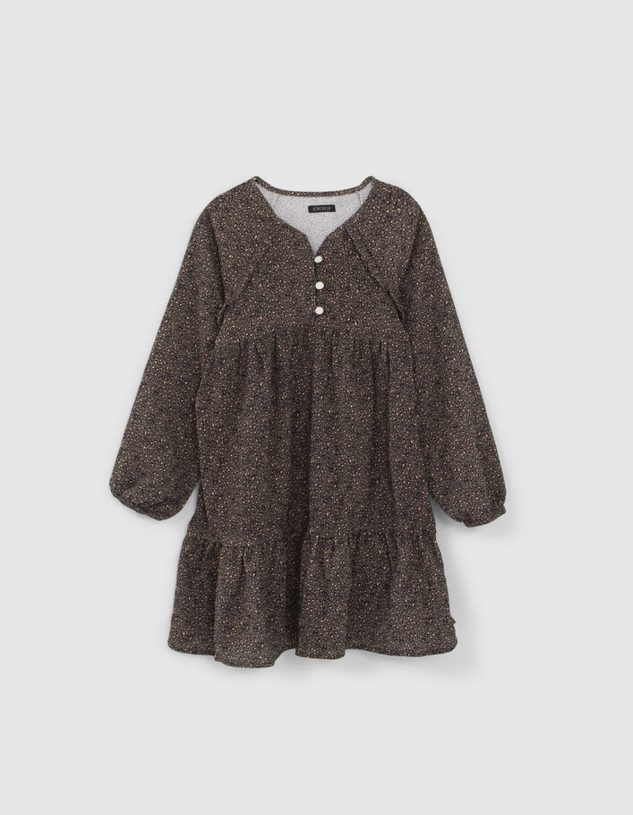 Robe kaki imprimé léopard-coeurs fille