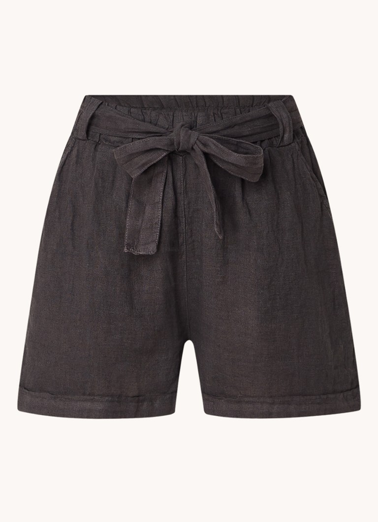 Pantaloni scurți din in cu talie înaltă și croială dreaptă de la By-Bar