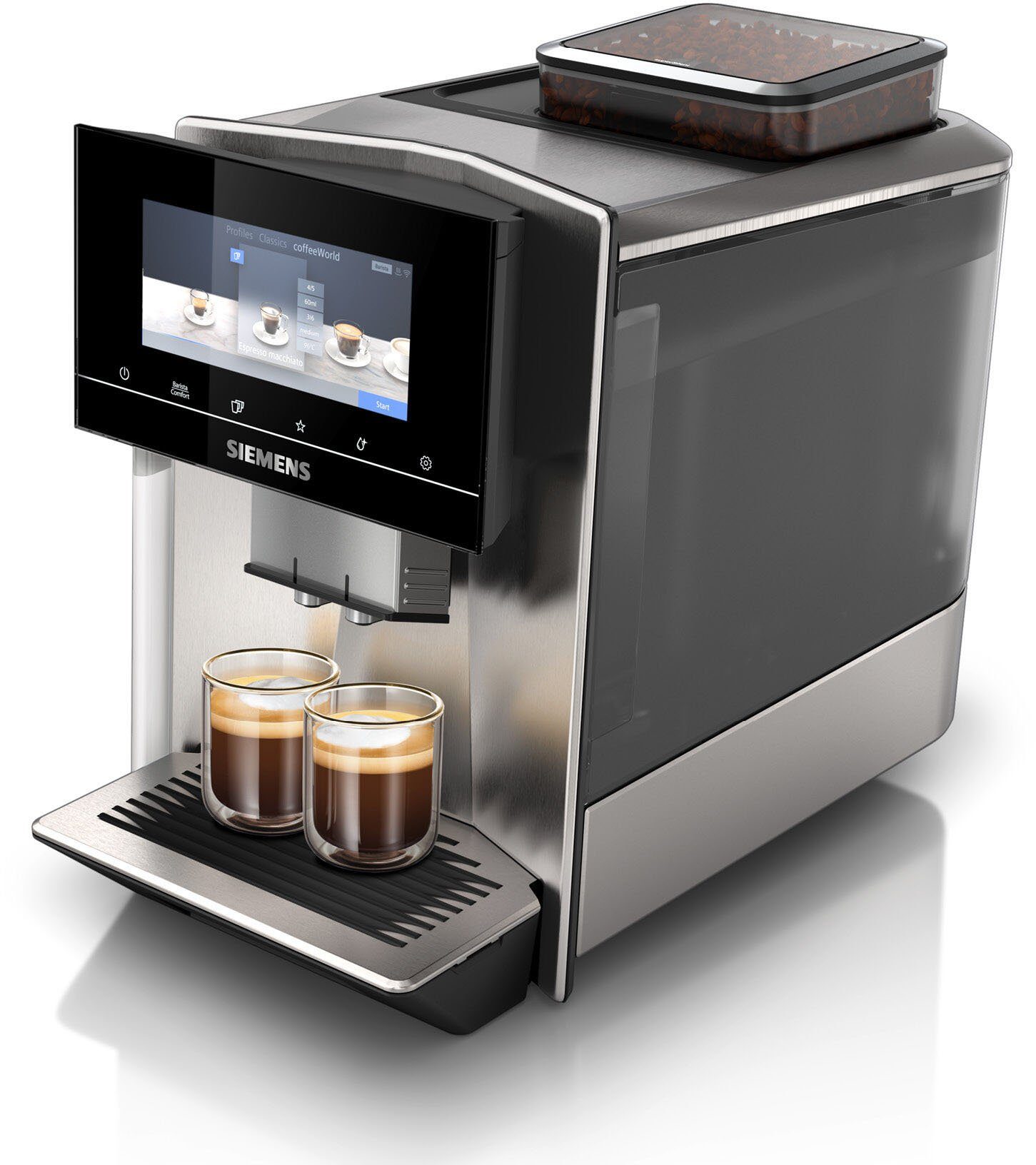 SIEMENS Kaffeevollautomat EQ900 TQ903D43, Home Connect App, baristaMode, superSilent, 6,8” Full-Touch-Display