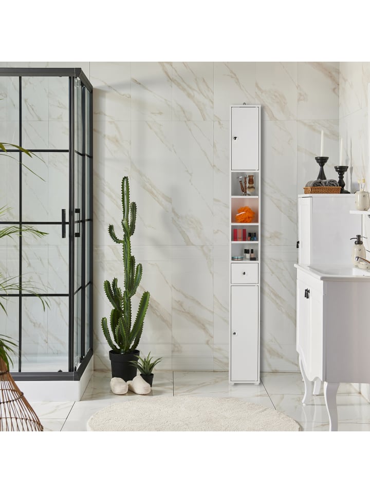 relaxdays Badezimmerschrank in Weiß - (B)20 x (H)180 x (T)20 cm günstig kaufen onesize